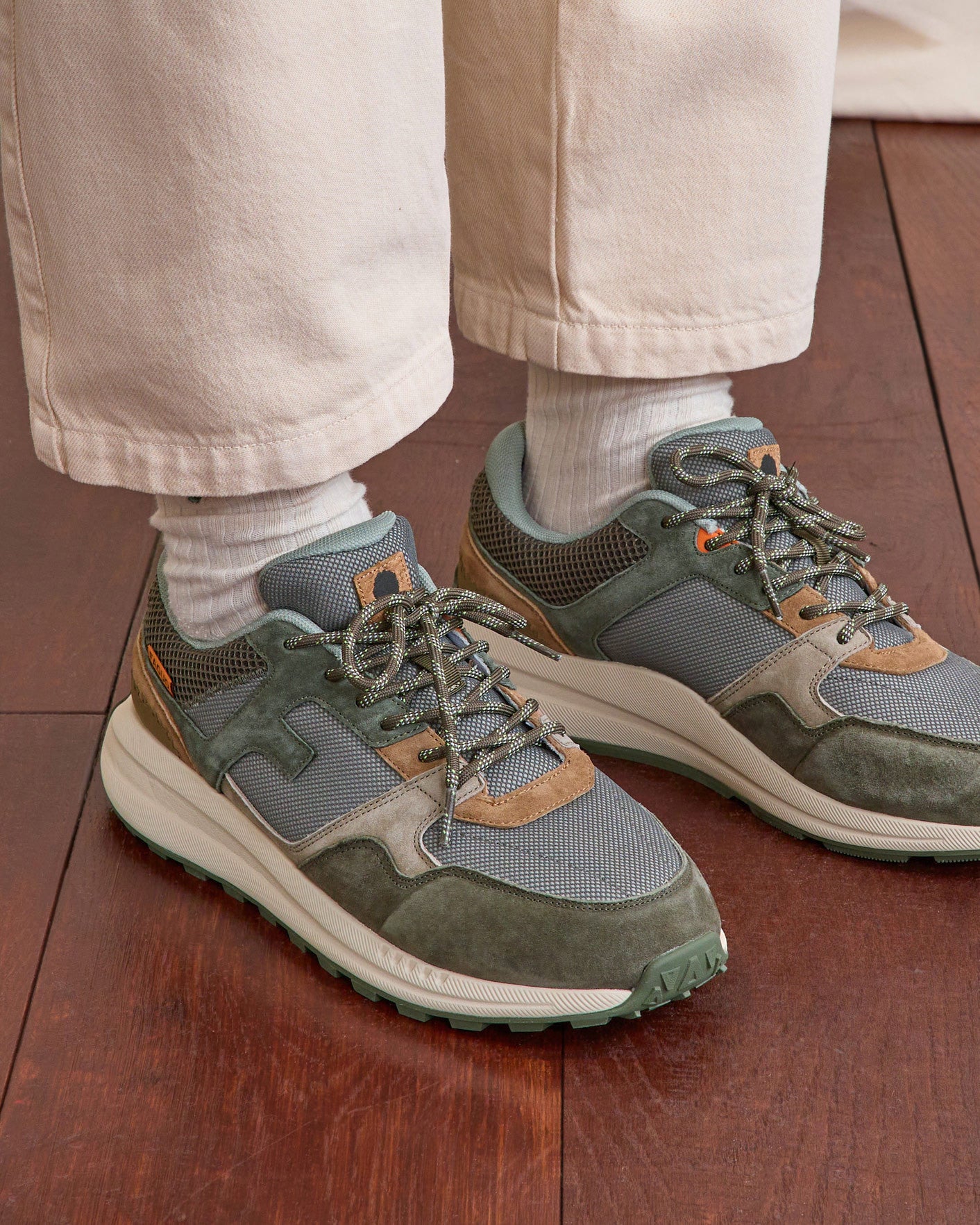 Running Limwood Suede-tissu Kaki/camel