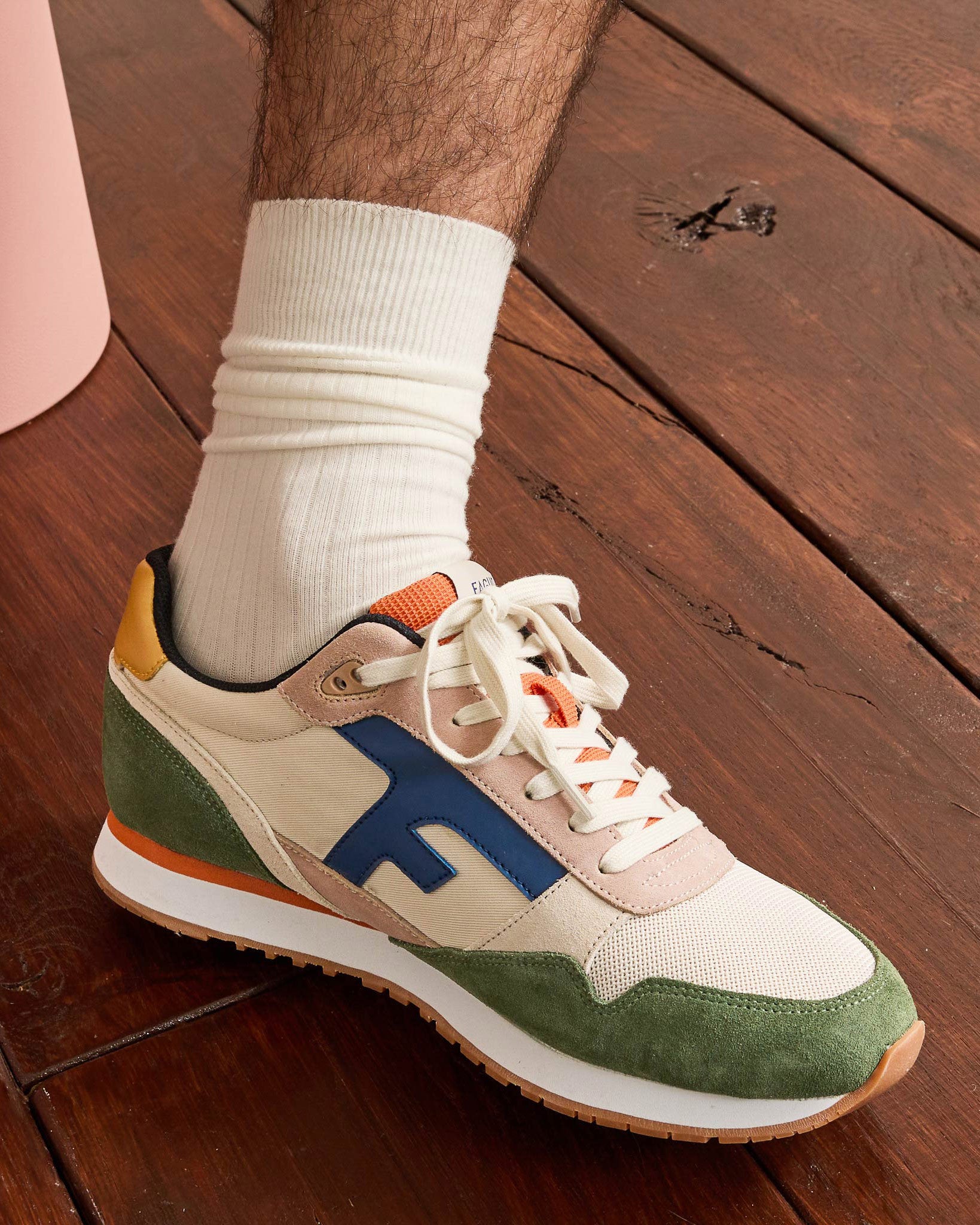 Running Elm Suede-tissu Ecru/kaki