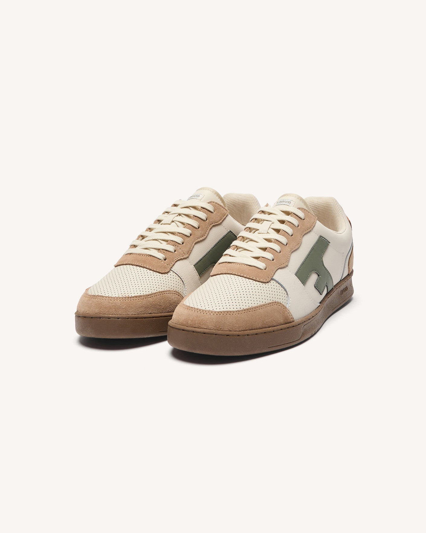 Baskets basses Hazel Cuir-suede Ecru/kaki