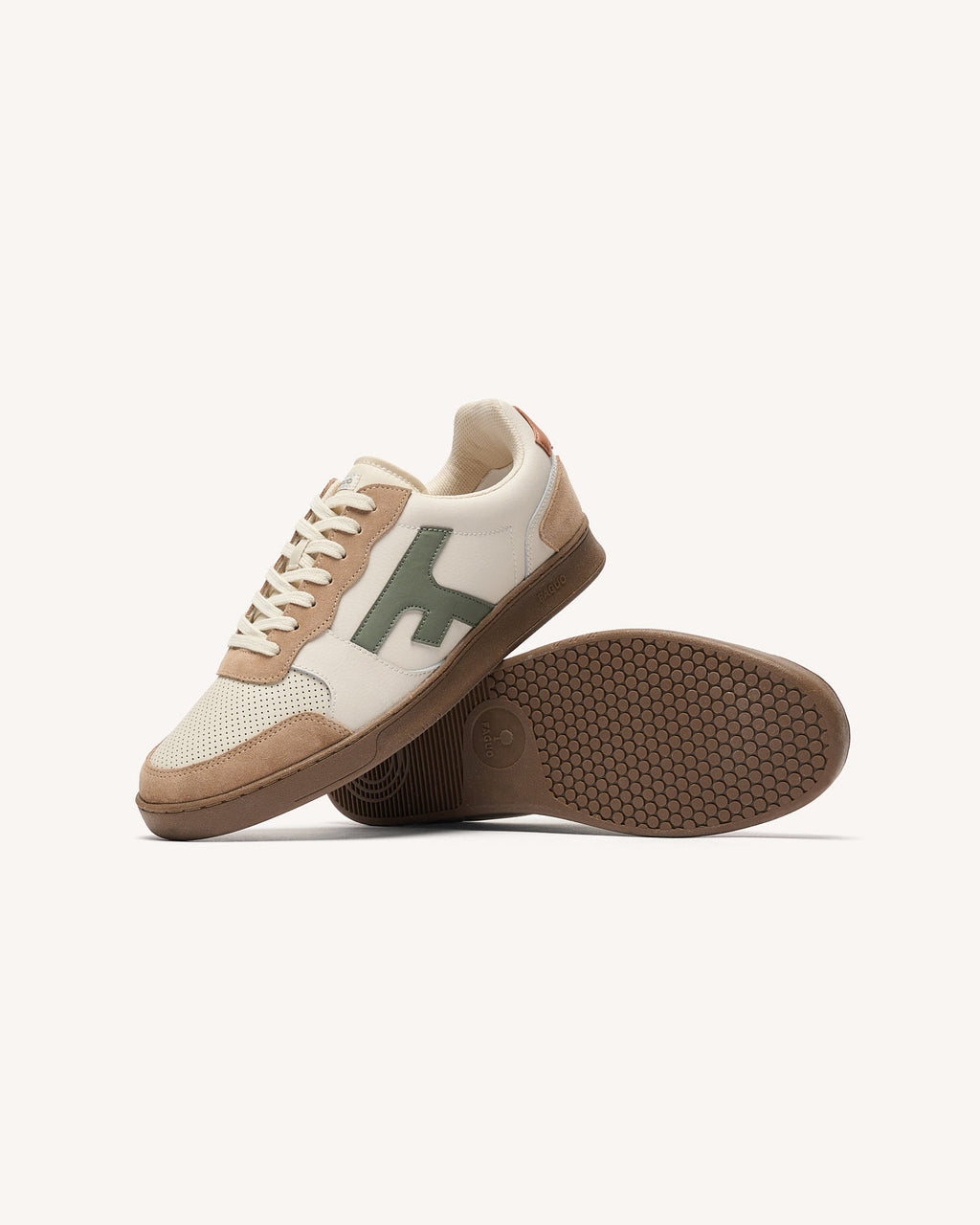 Baskets basses Hazel Cuir-suede Ecru/kaki