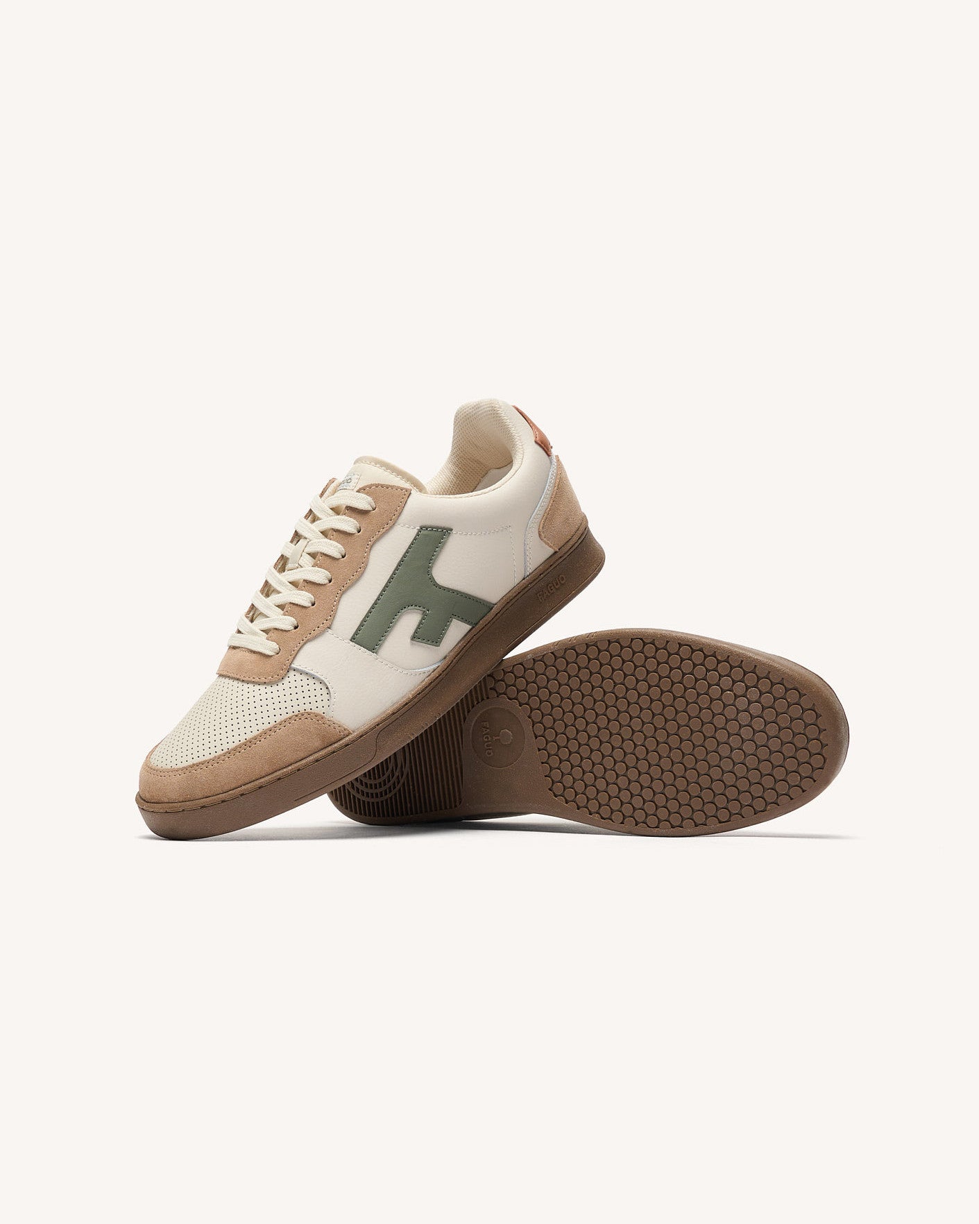 Baskets basses Hazel Cuir-suede Ecru/kaki