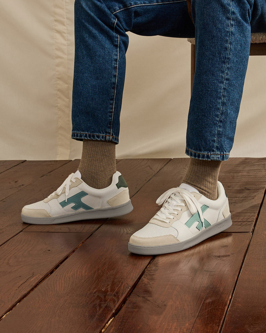 Baskets basses Hazel Cuir-suede Cream/blue