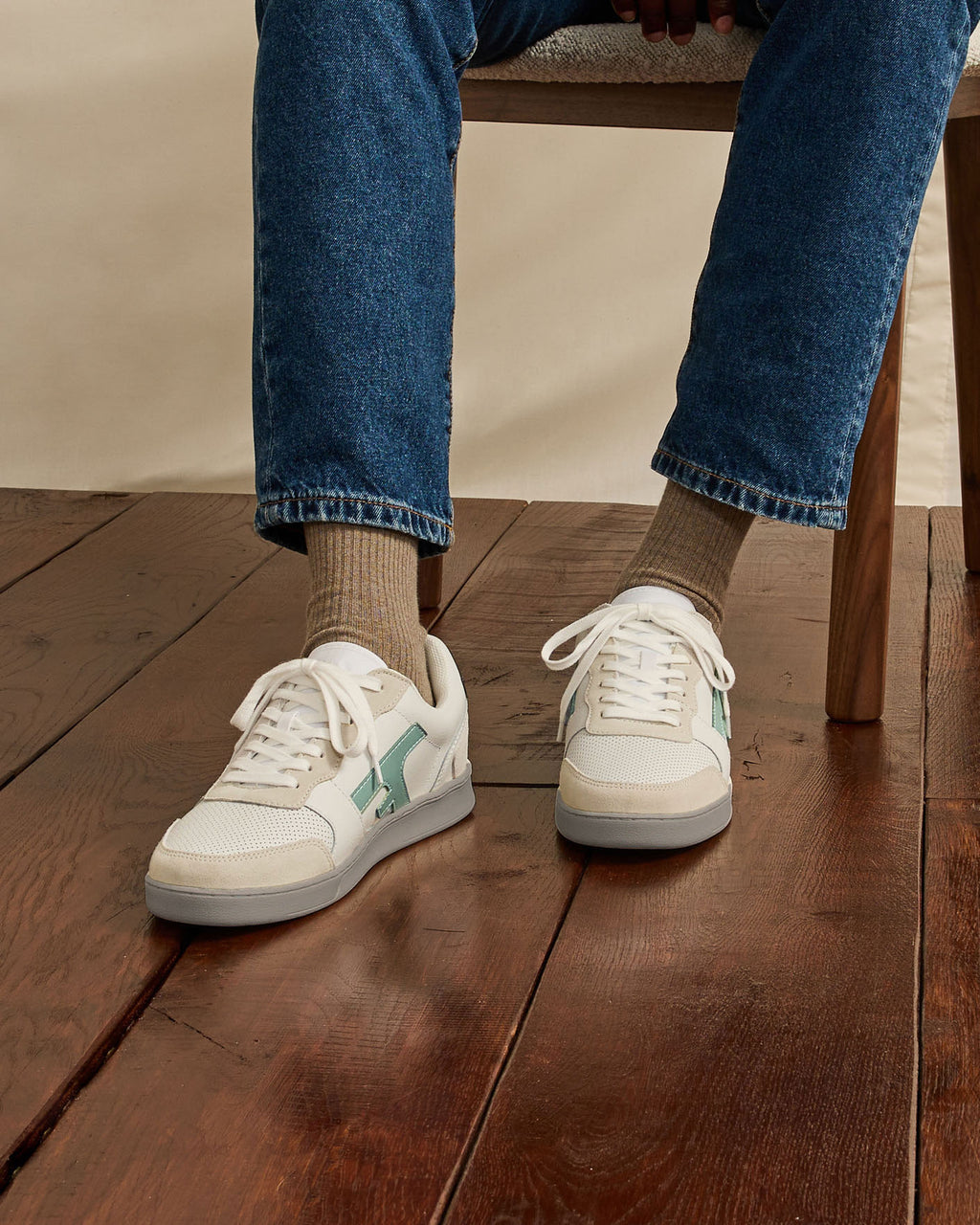 Baskets basses Hazel Cuir-suede Cream/blue