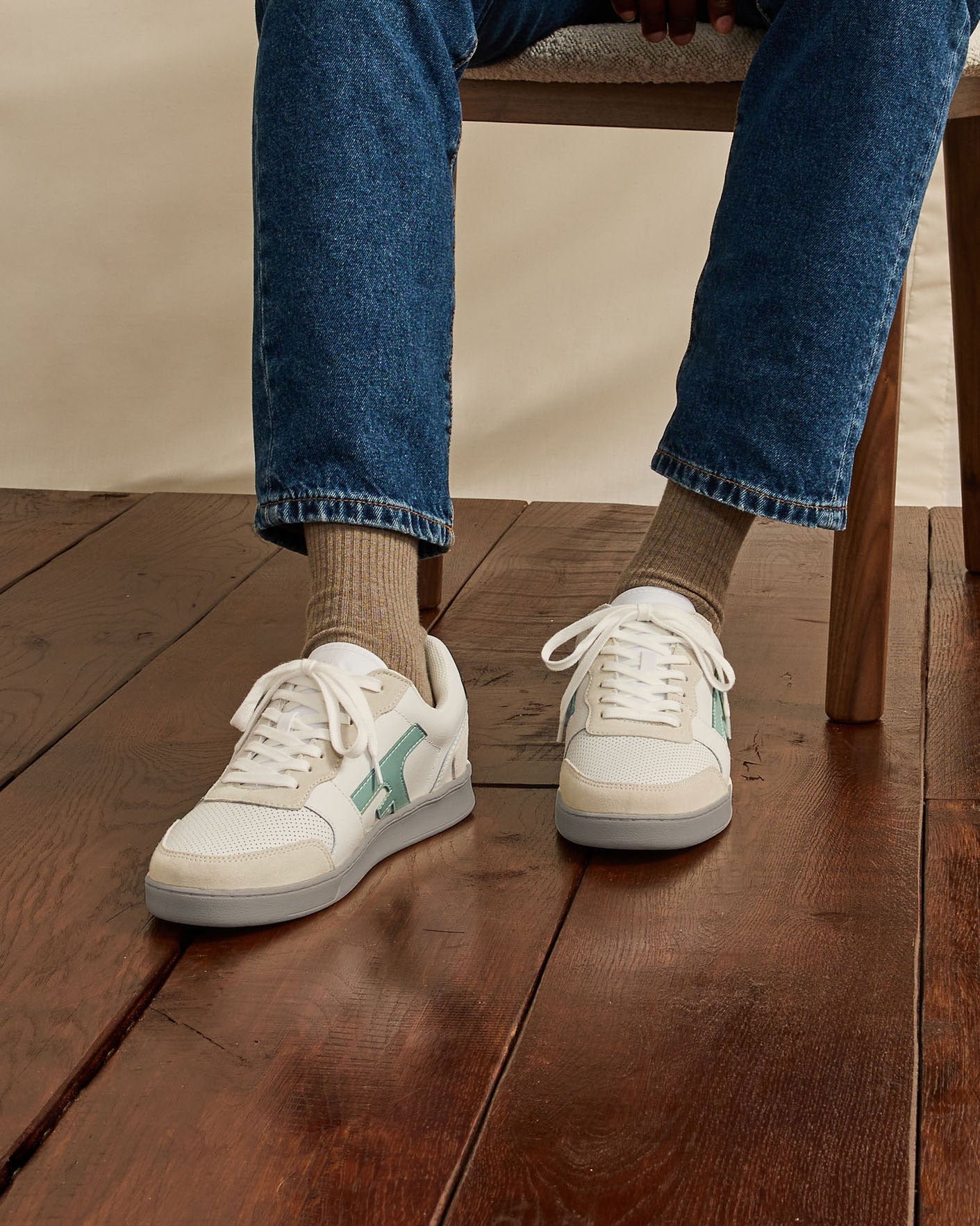 Baskets basses Hazel Cuir-suede Cream/blue