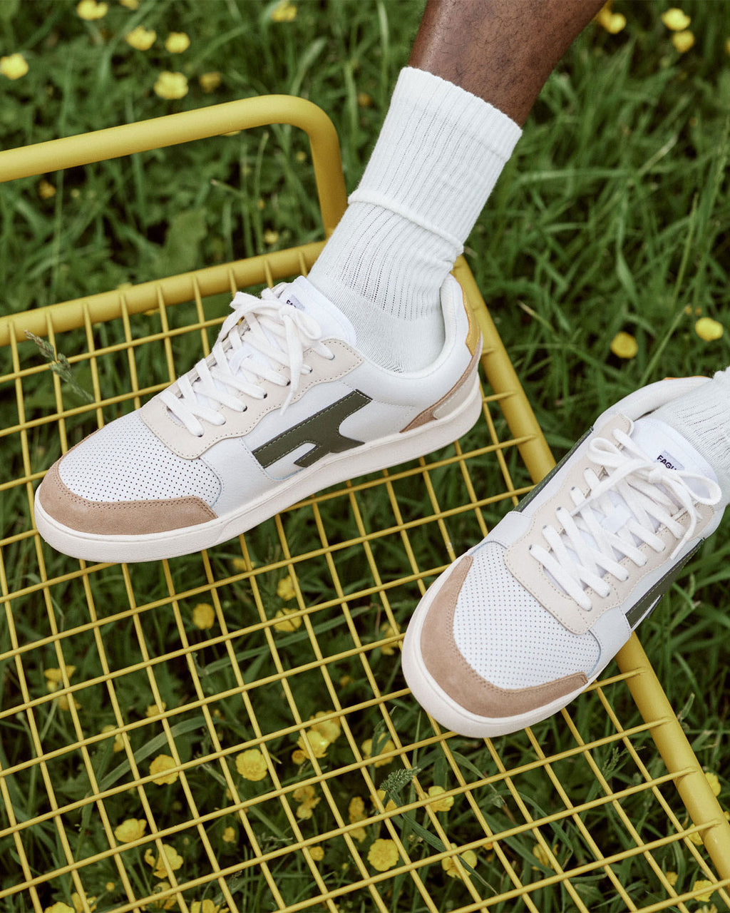 Baskets basses Hazel Cuir-suede White/beige/kaki