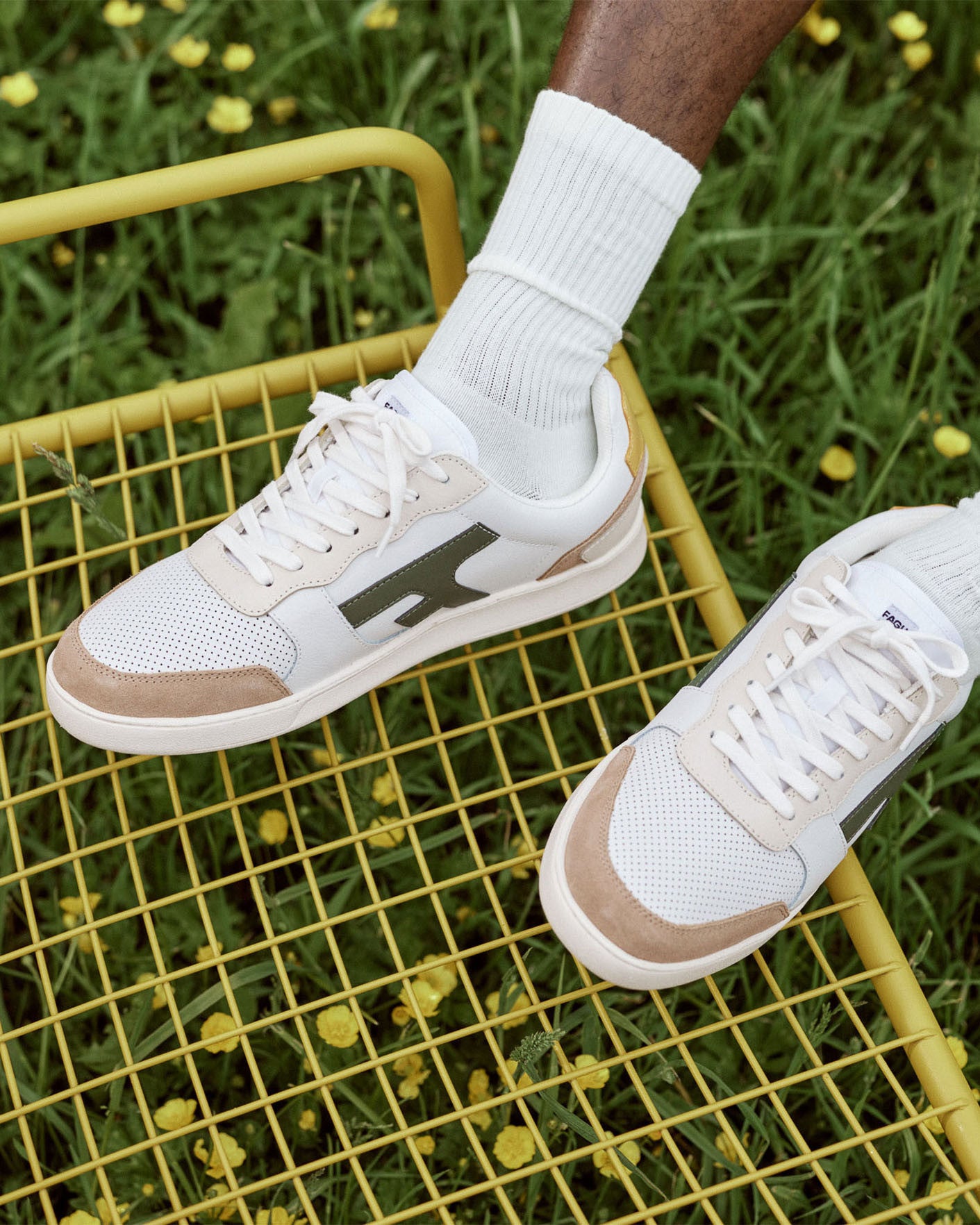 Baskets basses Hazel Cuir-suede White/beige/kaki
