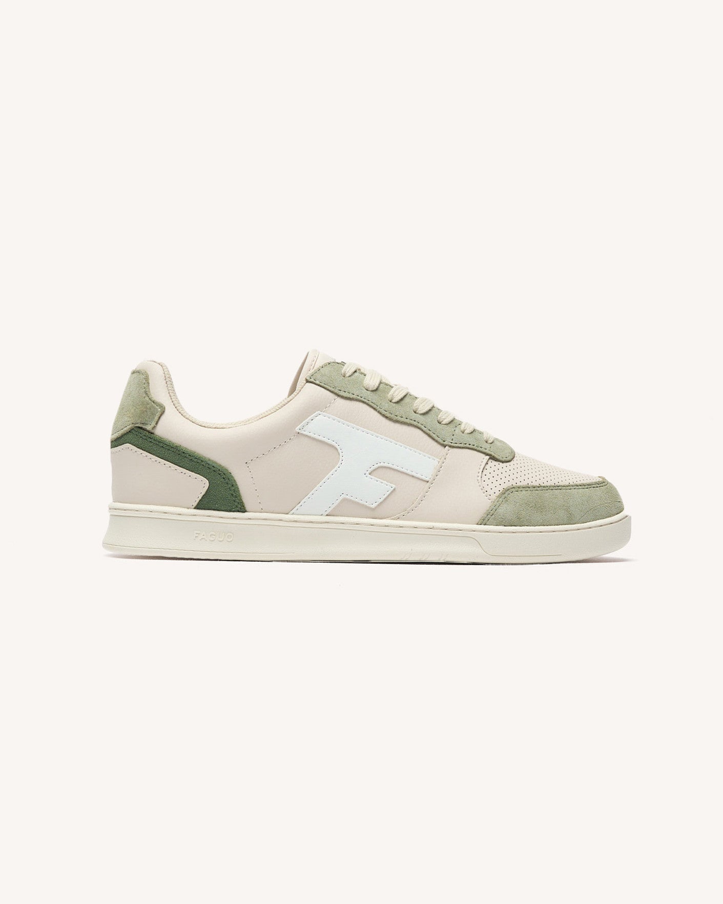 Baskets basses Hazel Cuir-suede Ecru/light kaki_variant