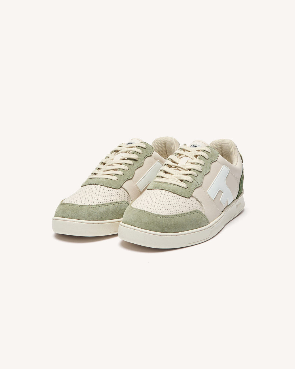 Baskets basses Hazel Cuir-suede Ecru/light kaki