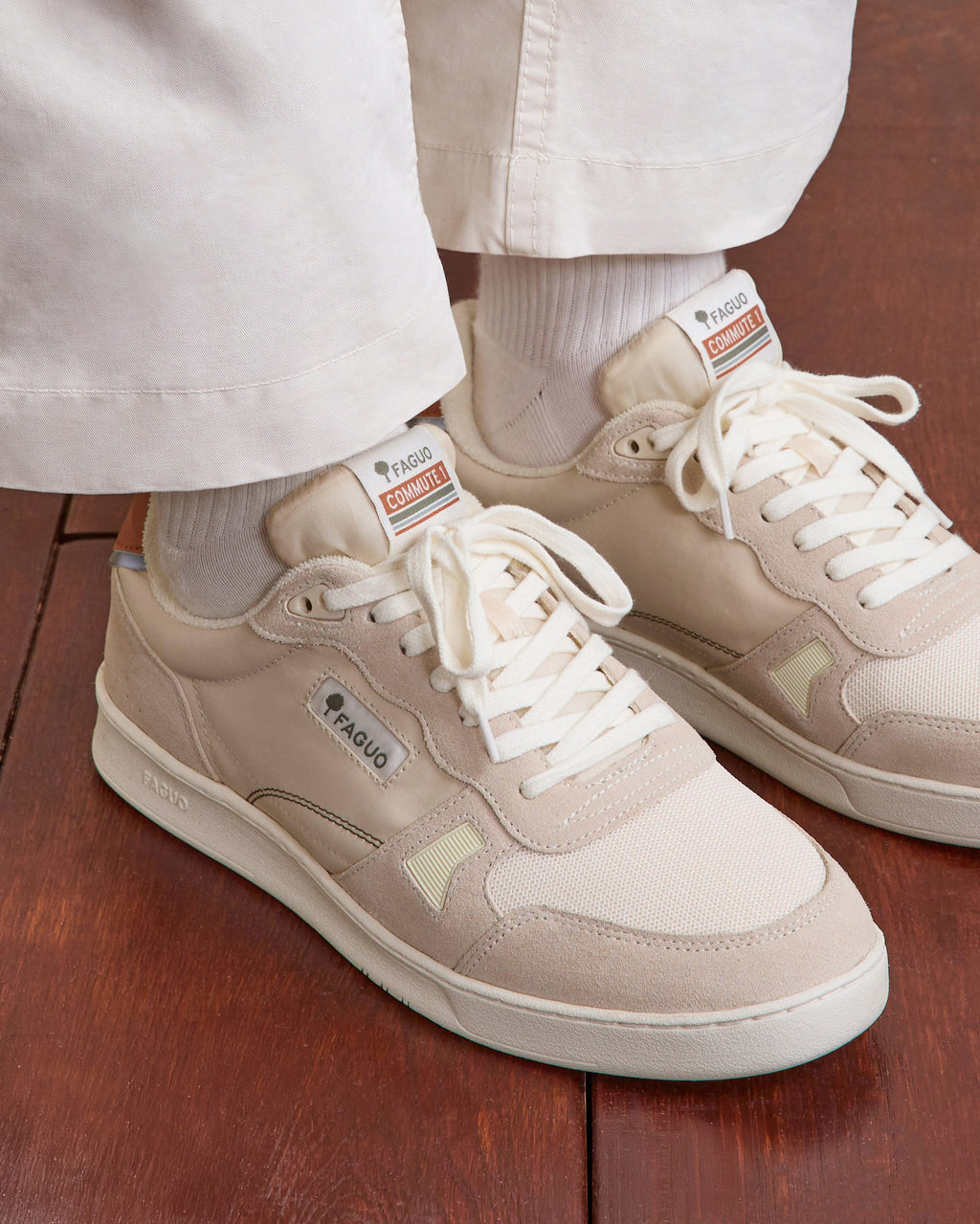 Baskets basses Commute 1 Tissu-suede Beige/rust