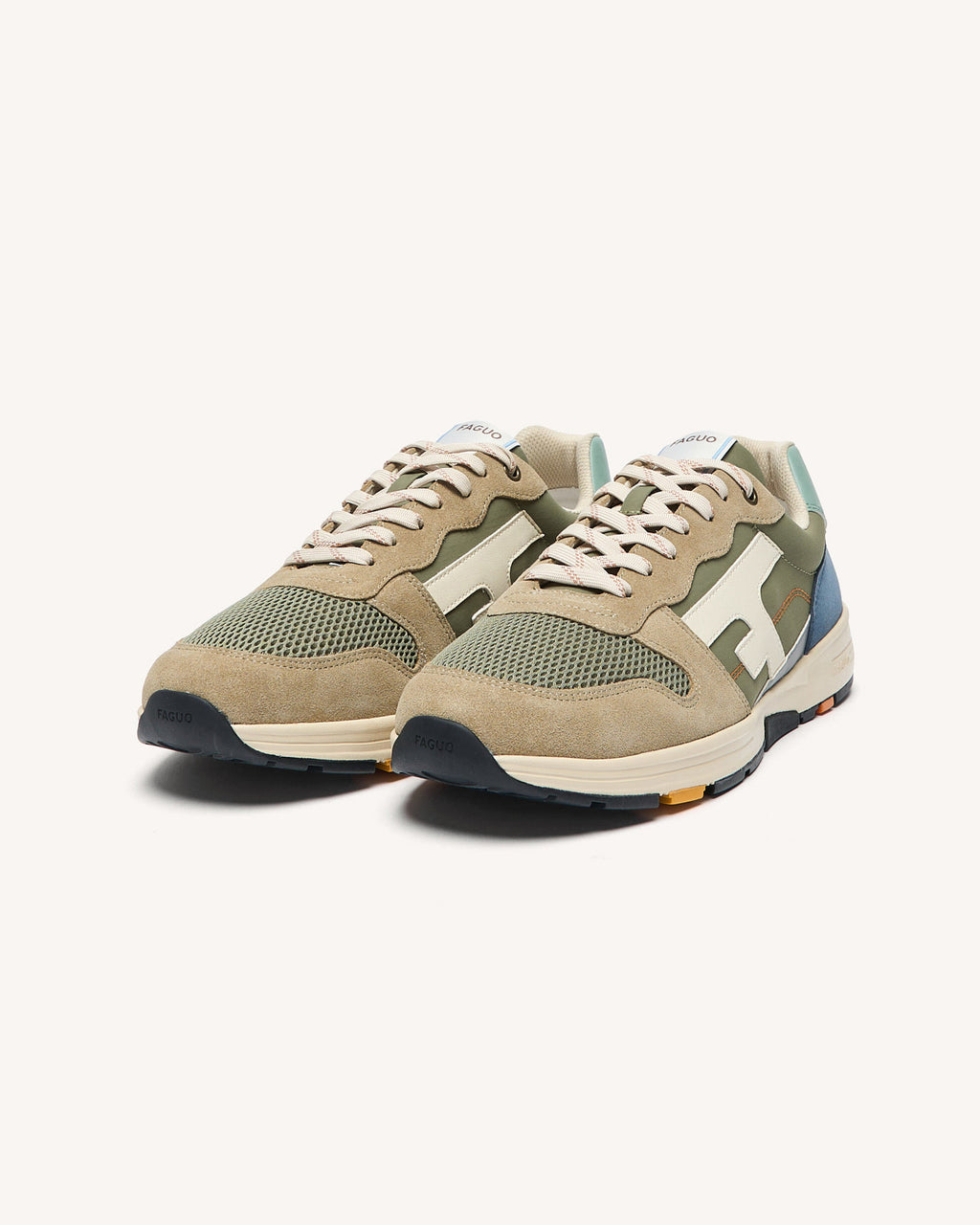 Running Olive Tissu-suede Kaki/blue