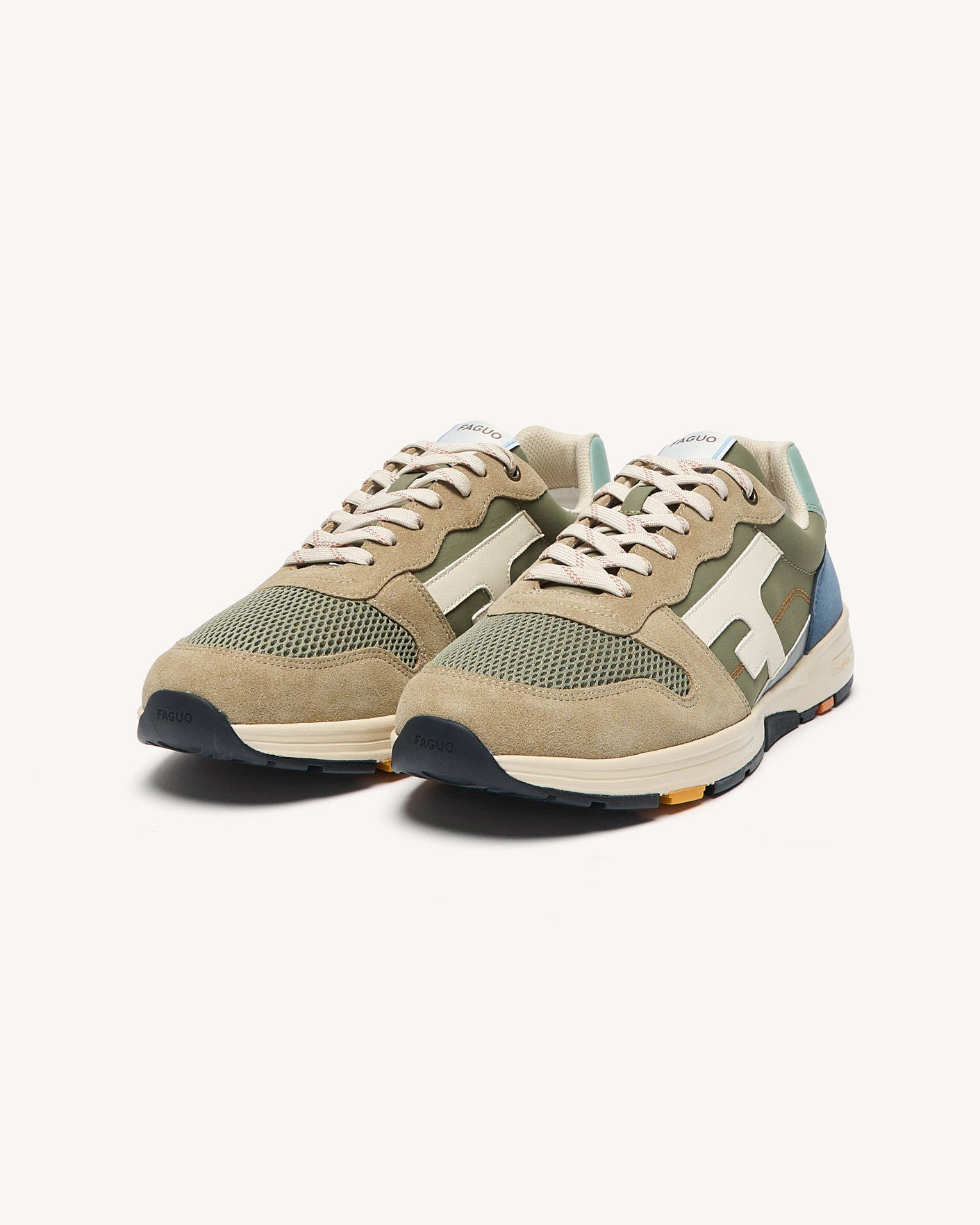 Running Olive Tissu-suede Kaki/blue