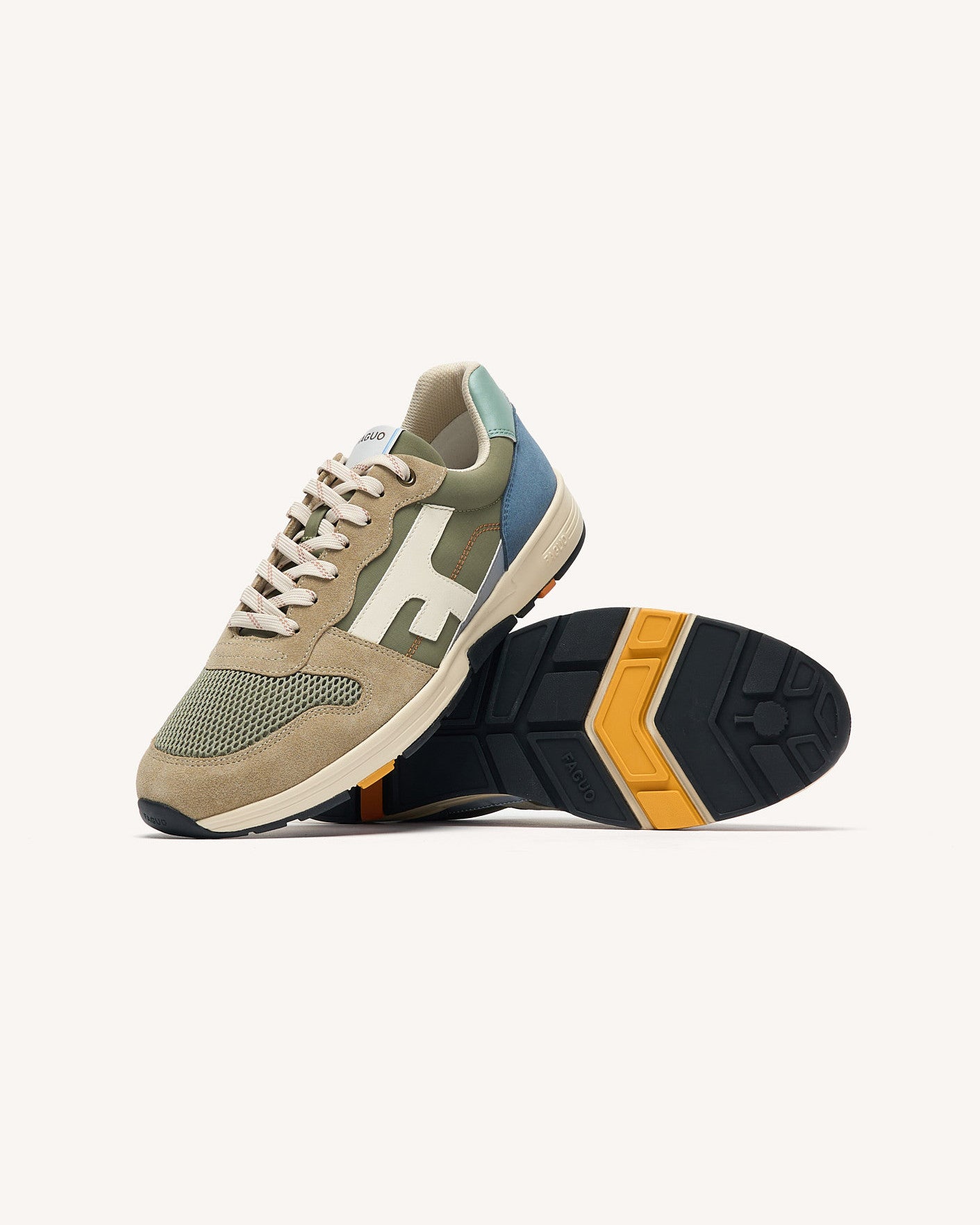 Running Olive Tissu-suede Kaki/blue