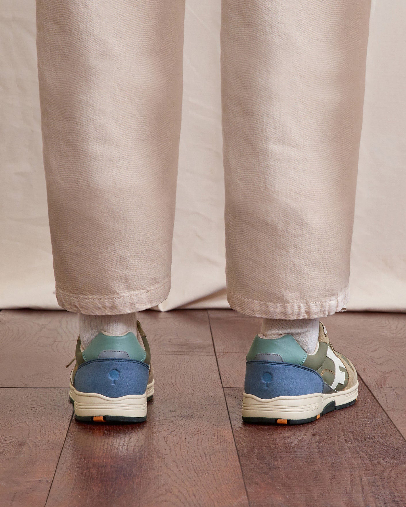 Running Olive Tissu-suede Kaki/blue