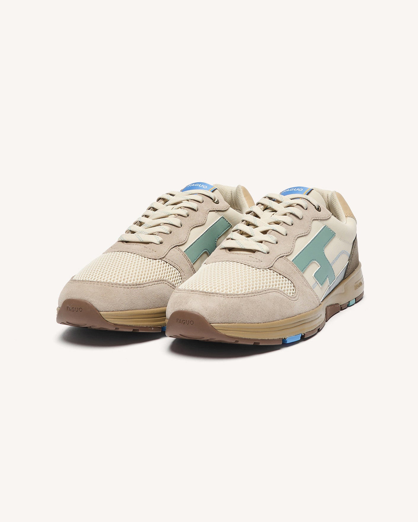 Running Olive Tissu-suede Cream/grey