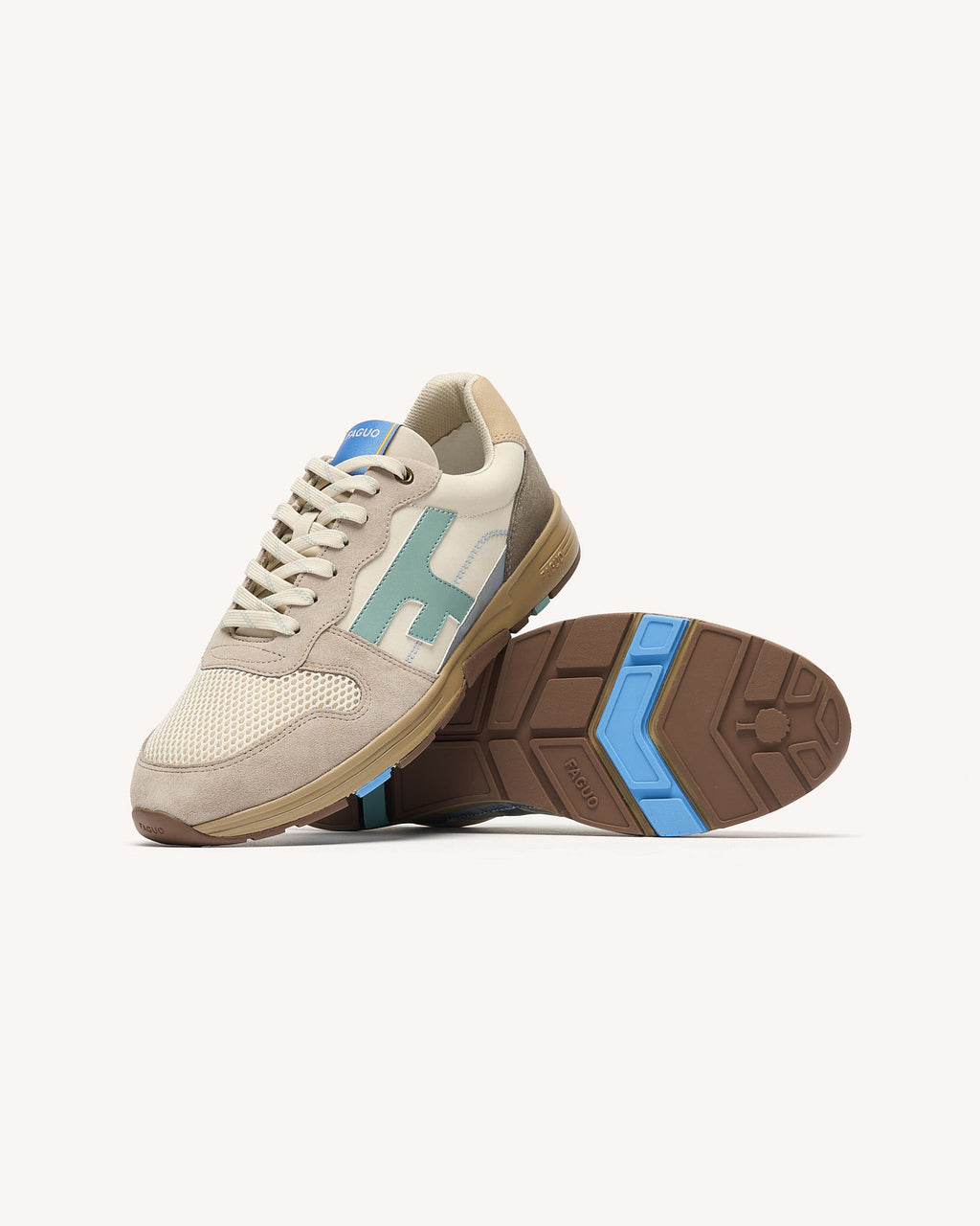 Running Olive Tissu-suede Cream/grey