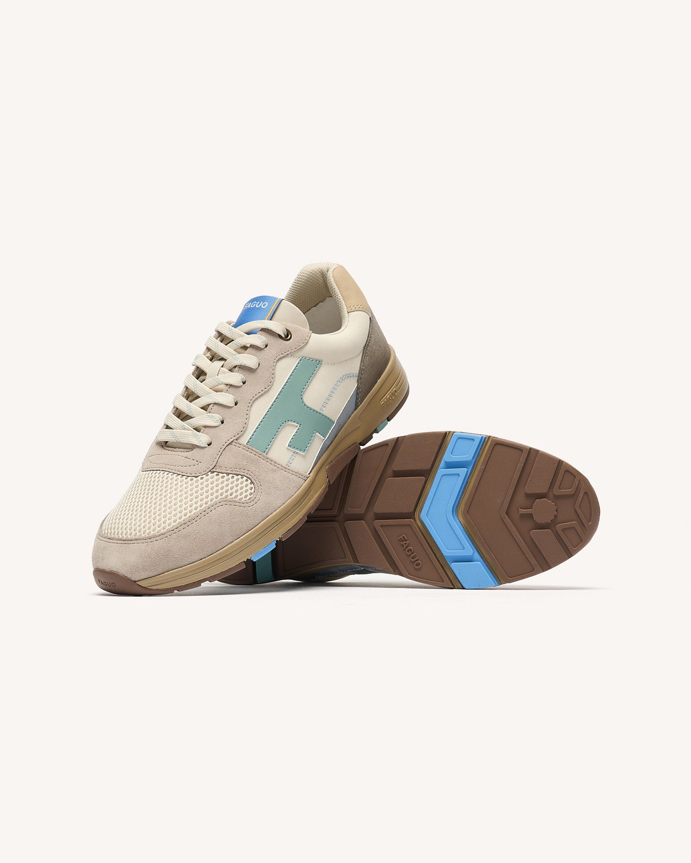 Running Olive Tissu-suede Cream/grey