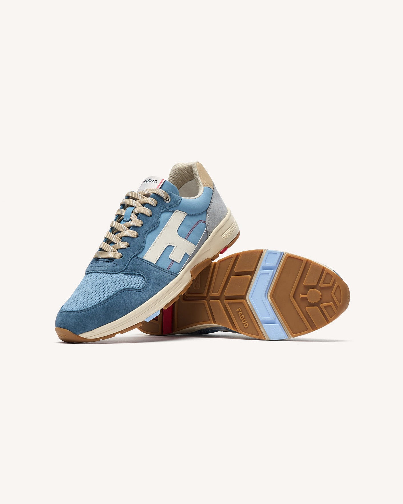 Running Olive Tissu-suede Medium blue melange