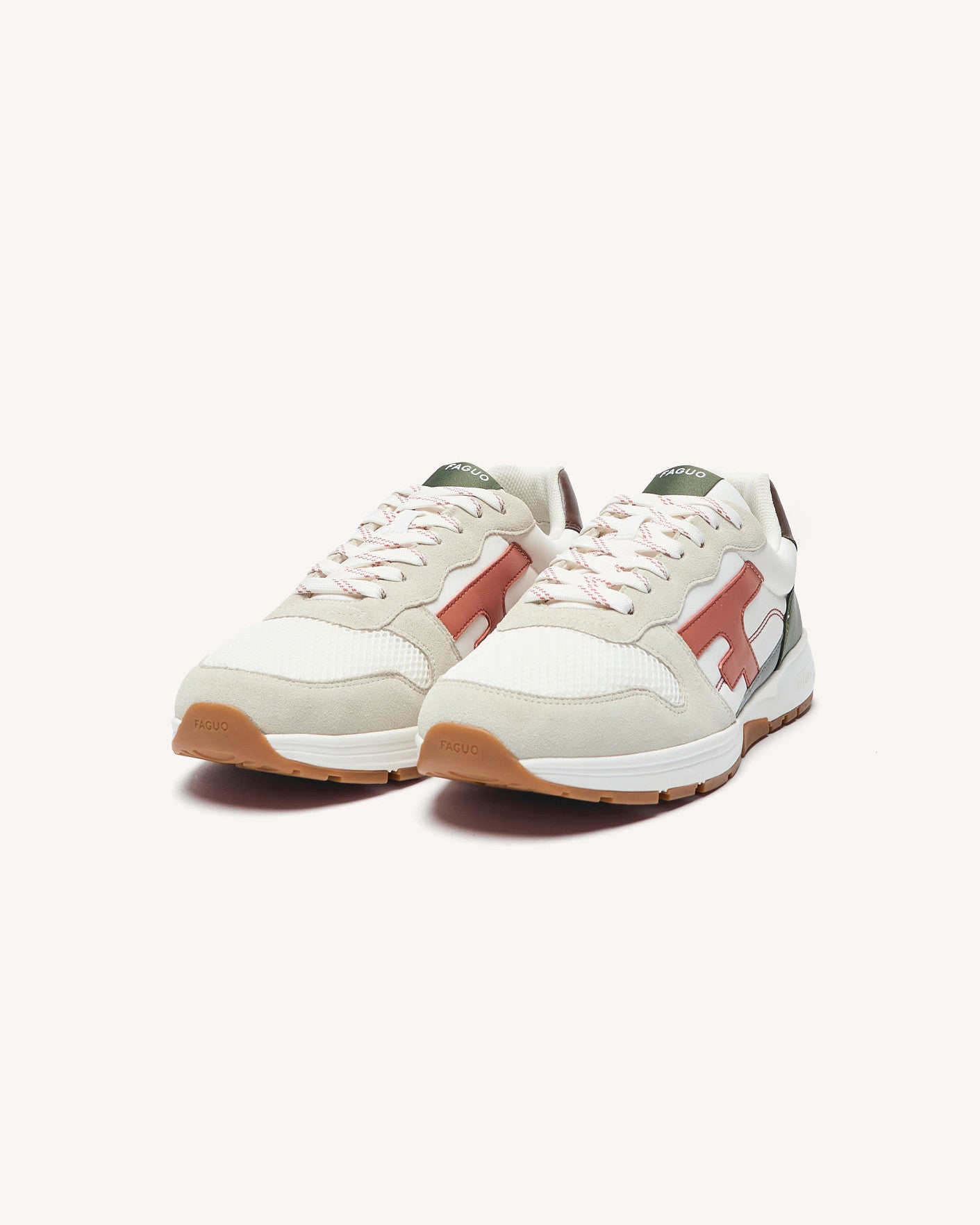 Running Olive Tissu-suede White/terracotta/kaki