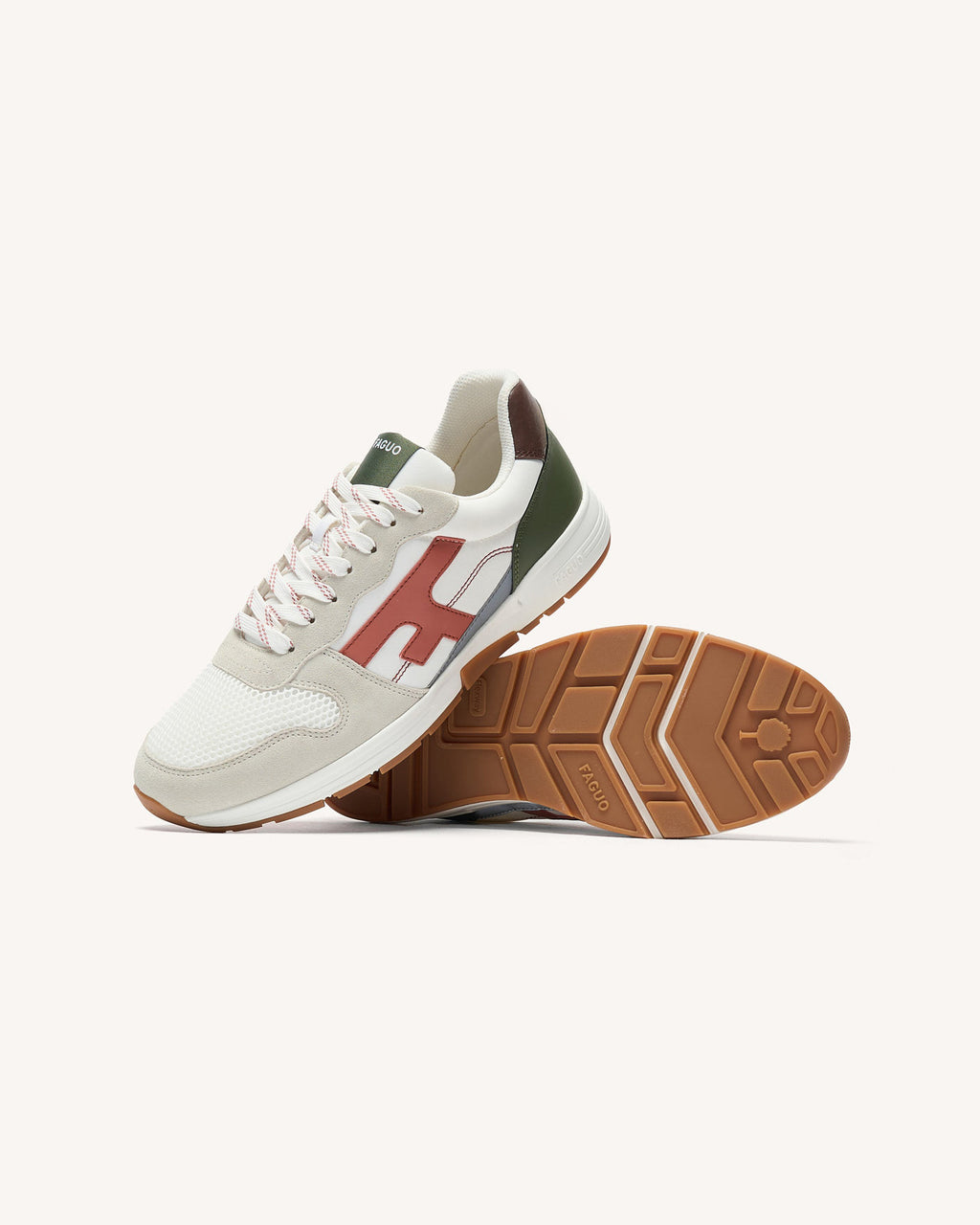 Running Olive Tissu-suede White/terracotta/kaki