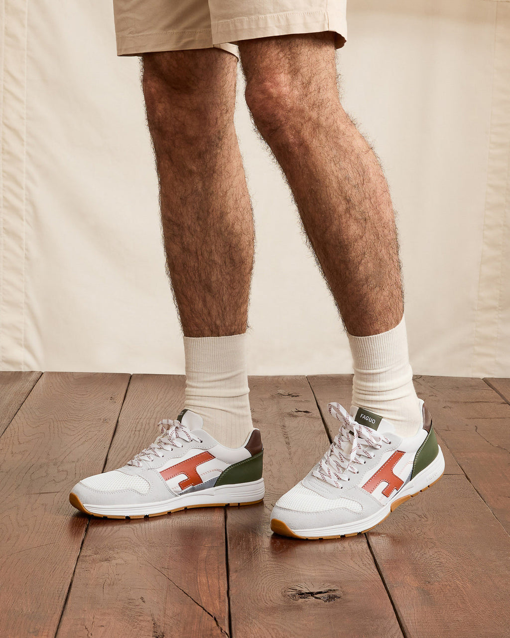 Running Olive Tissu-suede White/terracotta/kaki