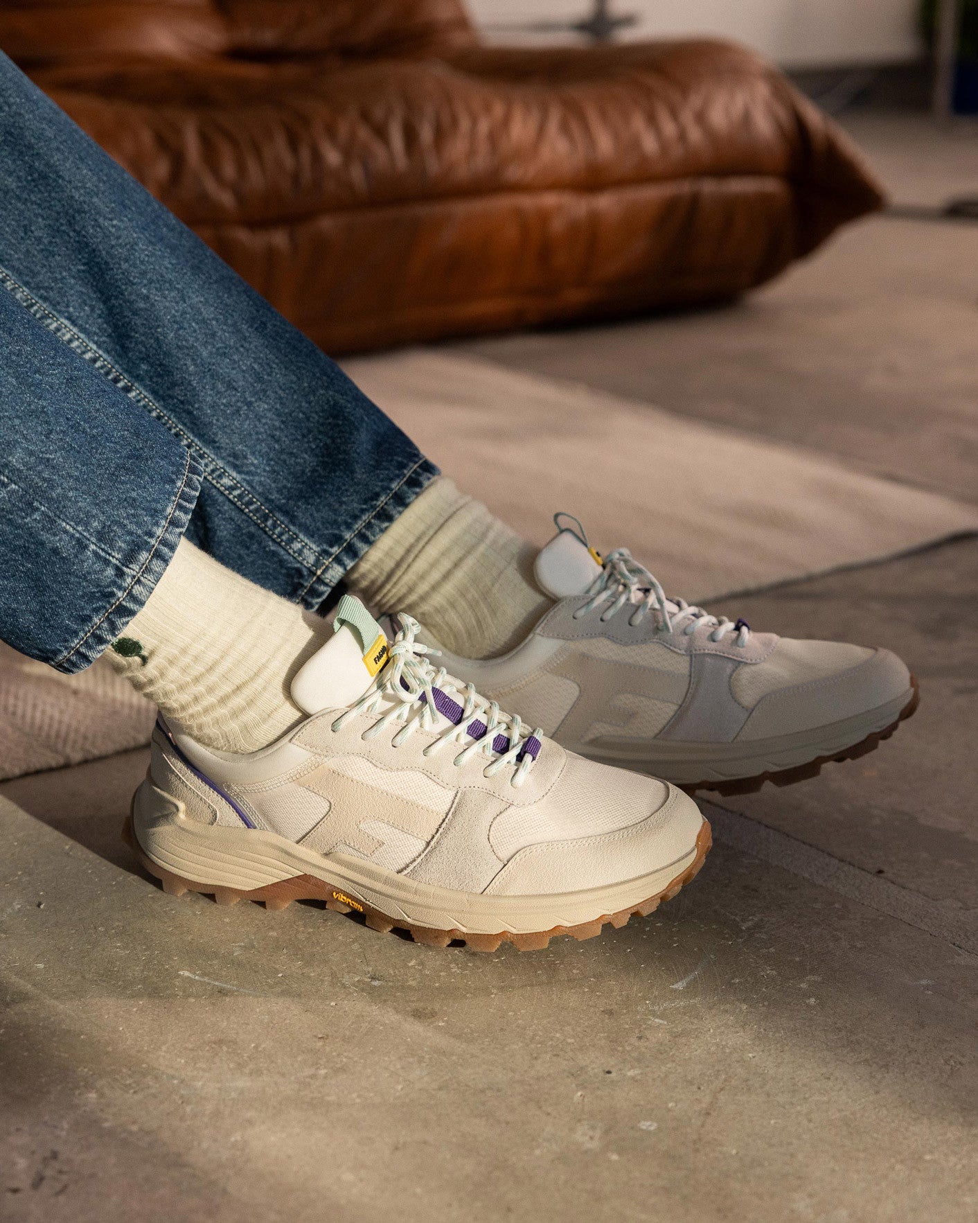 Running Hazel monstera Tissu-suede White/light green_variant