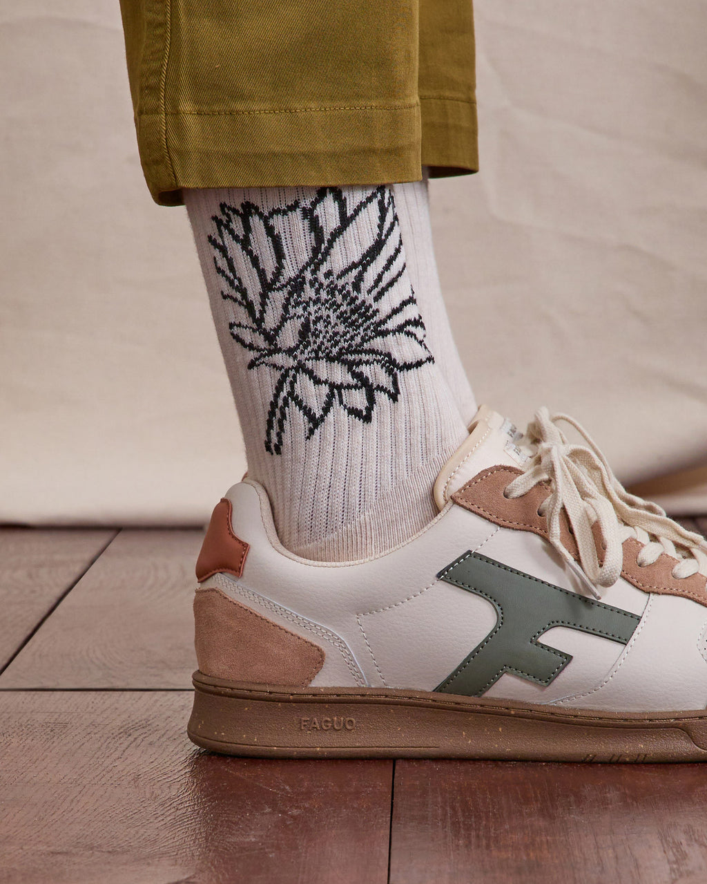 Sport socks x3 Knit Ecru/Khaki
