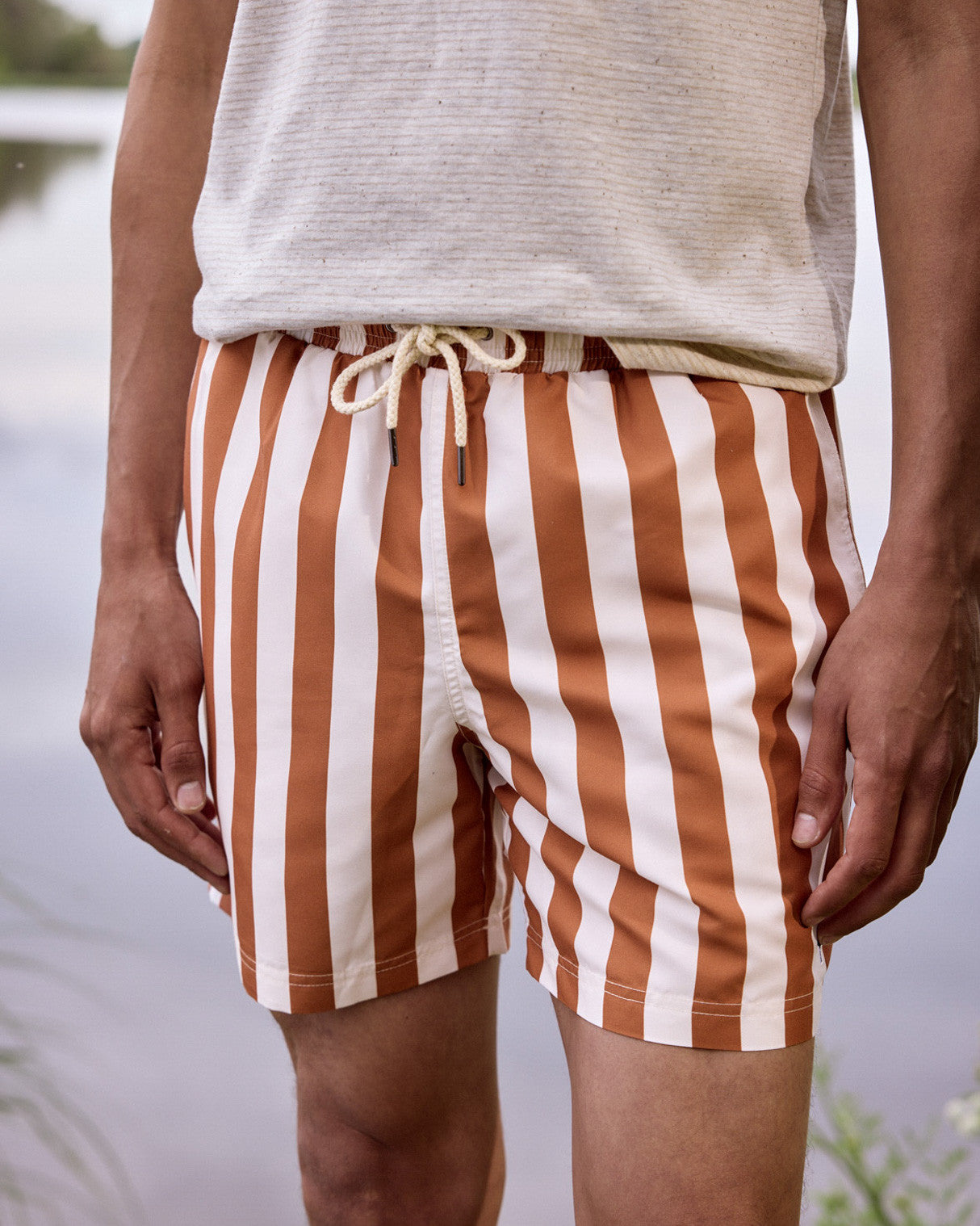 Maillot de bain Mimizan Chaine et trame Brick/ecru
