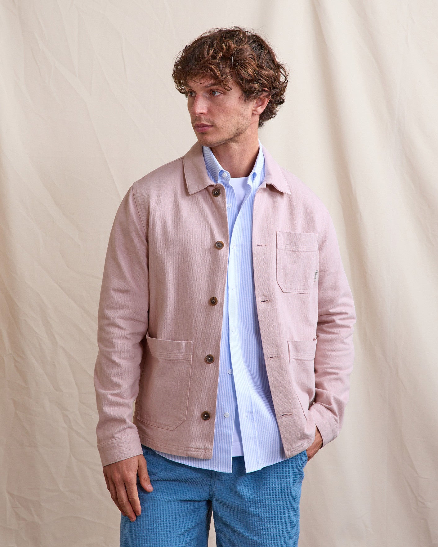 Veste Lorge Chaine et trame Lilac/navy
