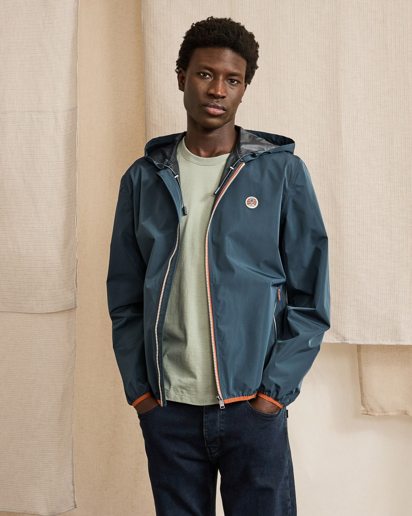 Impermeable Carnoet Chaine et trame Washed navy
