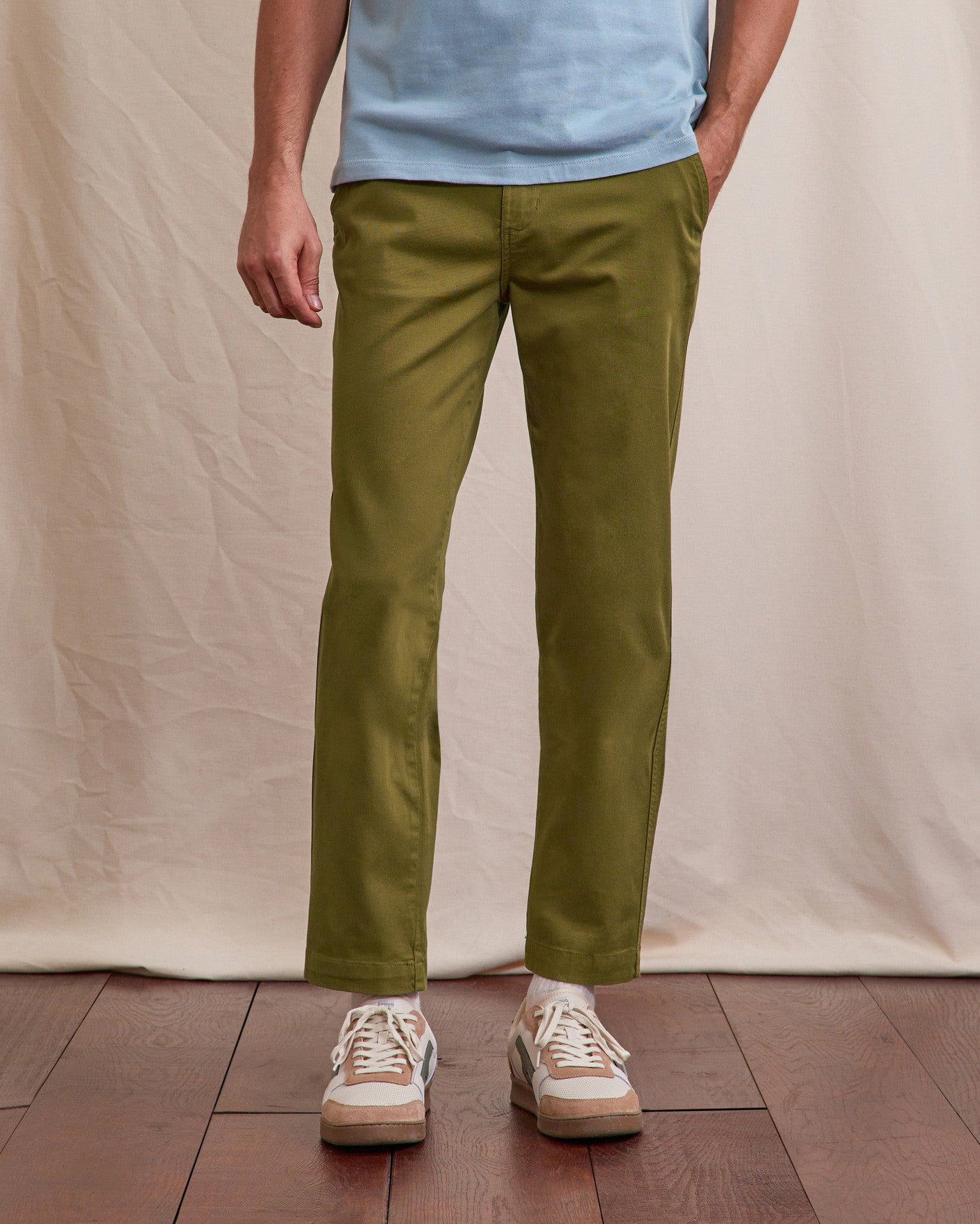 Chino Brix regular Chaine et trame Warm kaki
