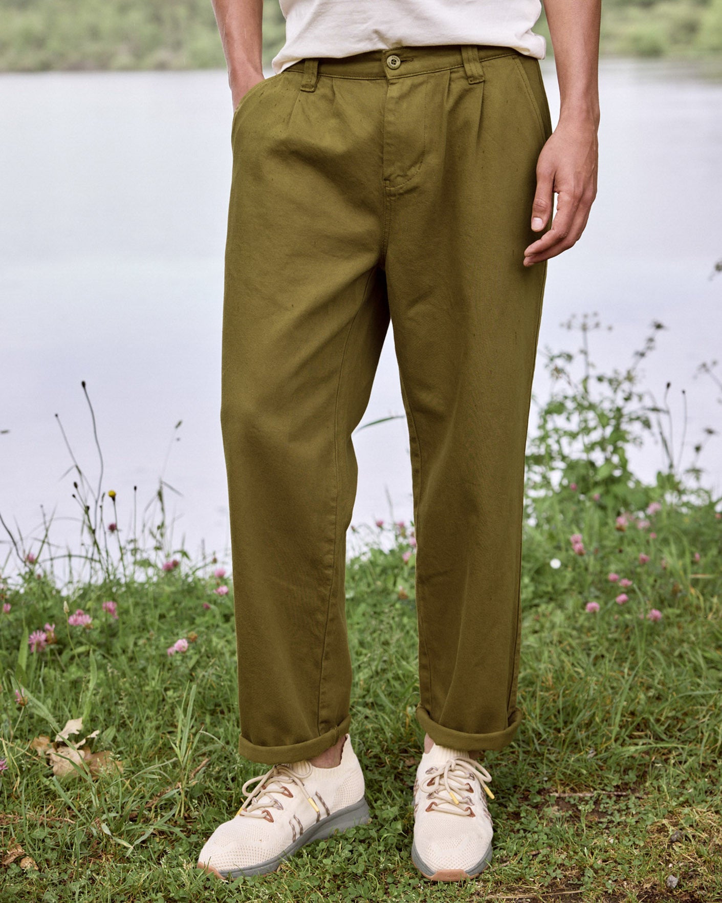 Chino Landais Chaine et trame Warm kaki
