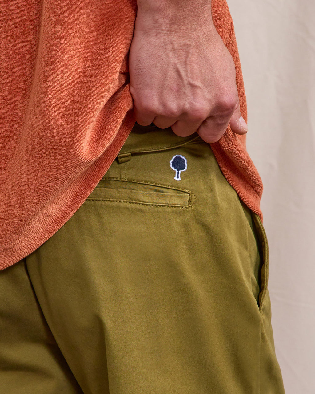 Short chino Saulieu Chaine et trame Warm kaki
