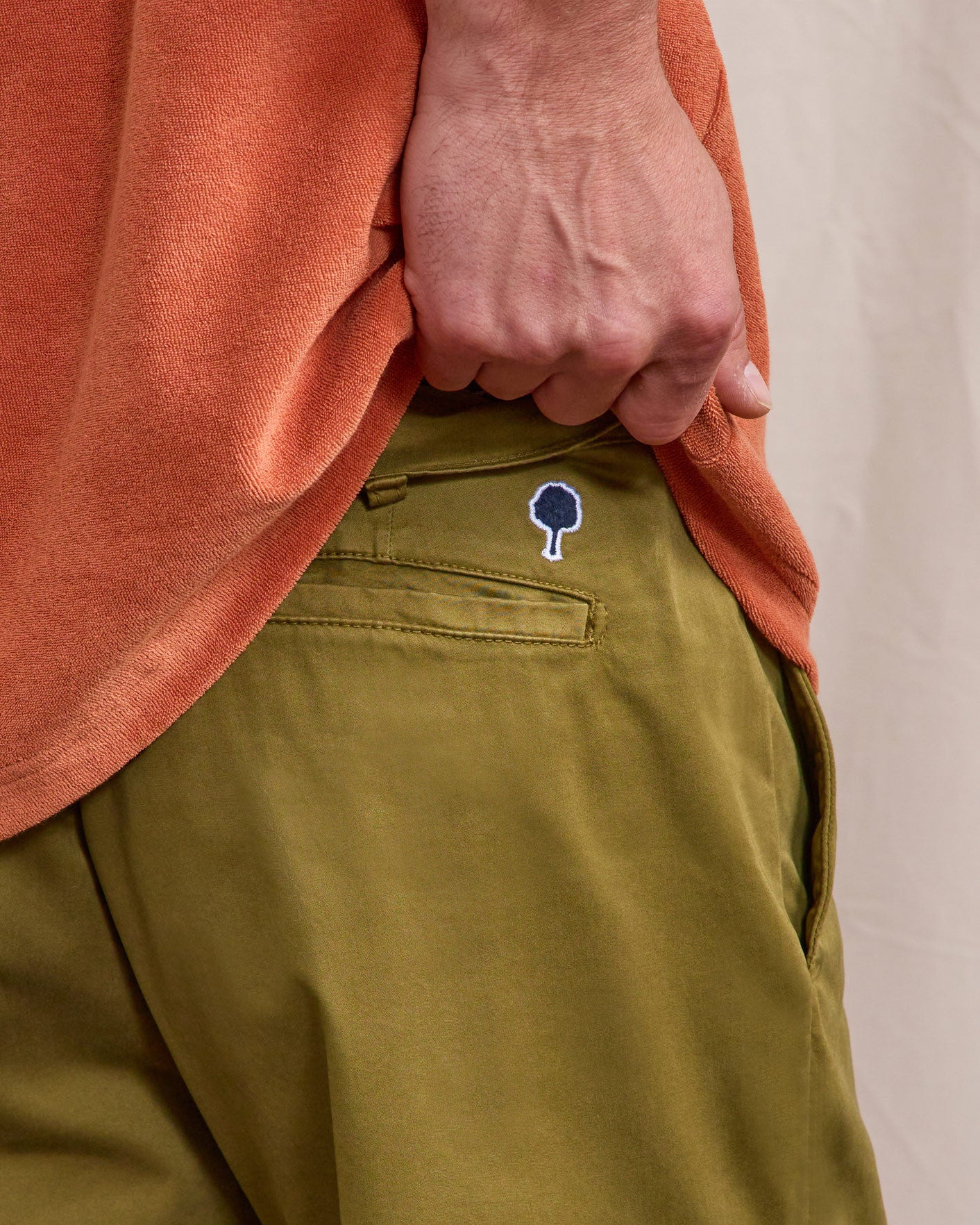 Short chino Saulieu Chaine et trame Warm kaki
