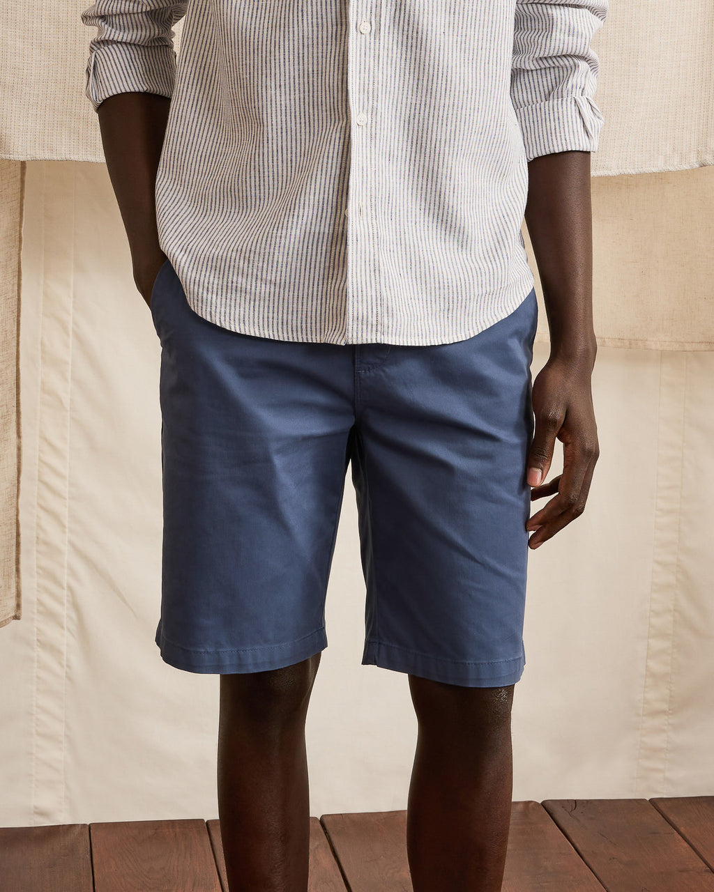 Short chino Saulieu Chaine et trame Washed navy

