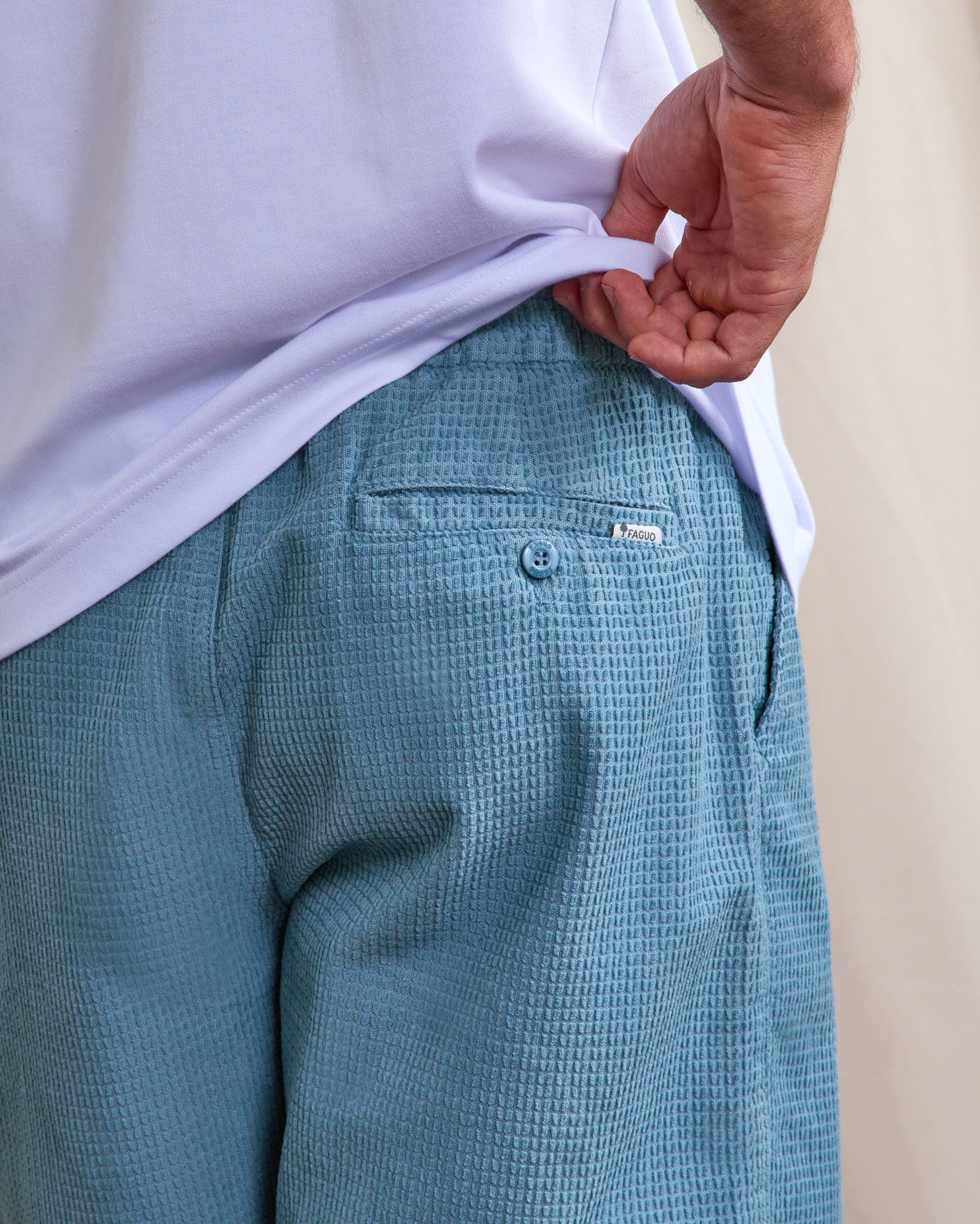 Short elastique Chevre Chaine et trame Beach blue
