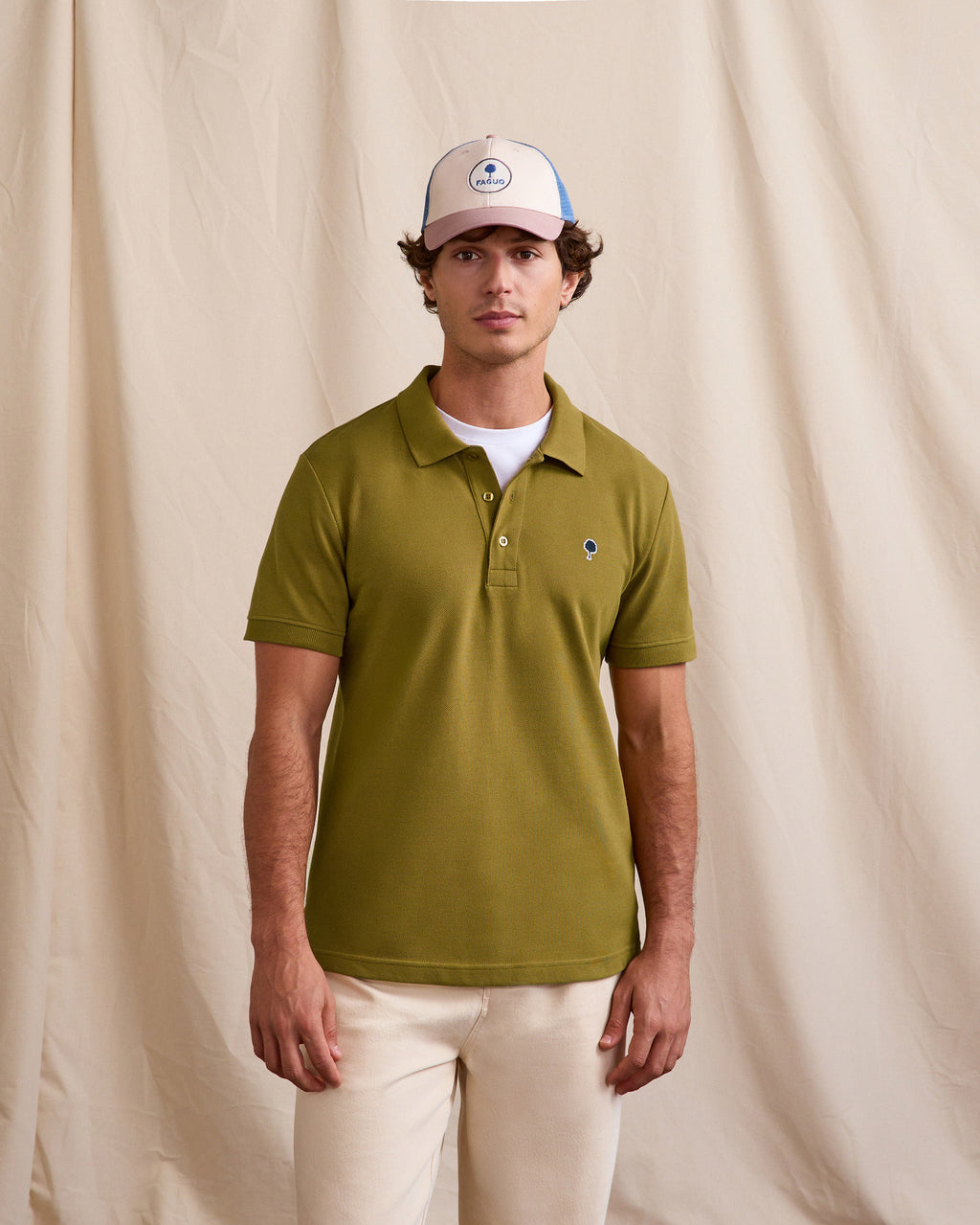 Lumigny short-sleeve polo Warm Knit khaki
