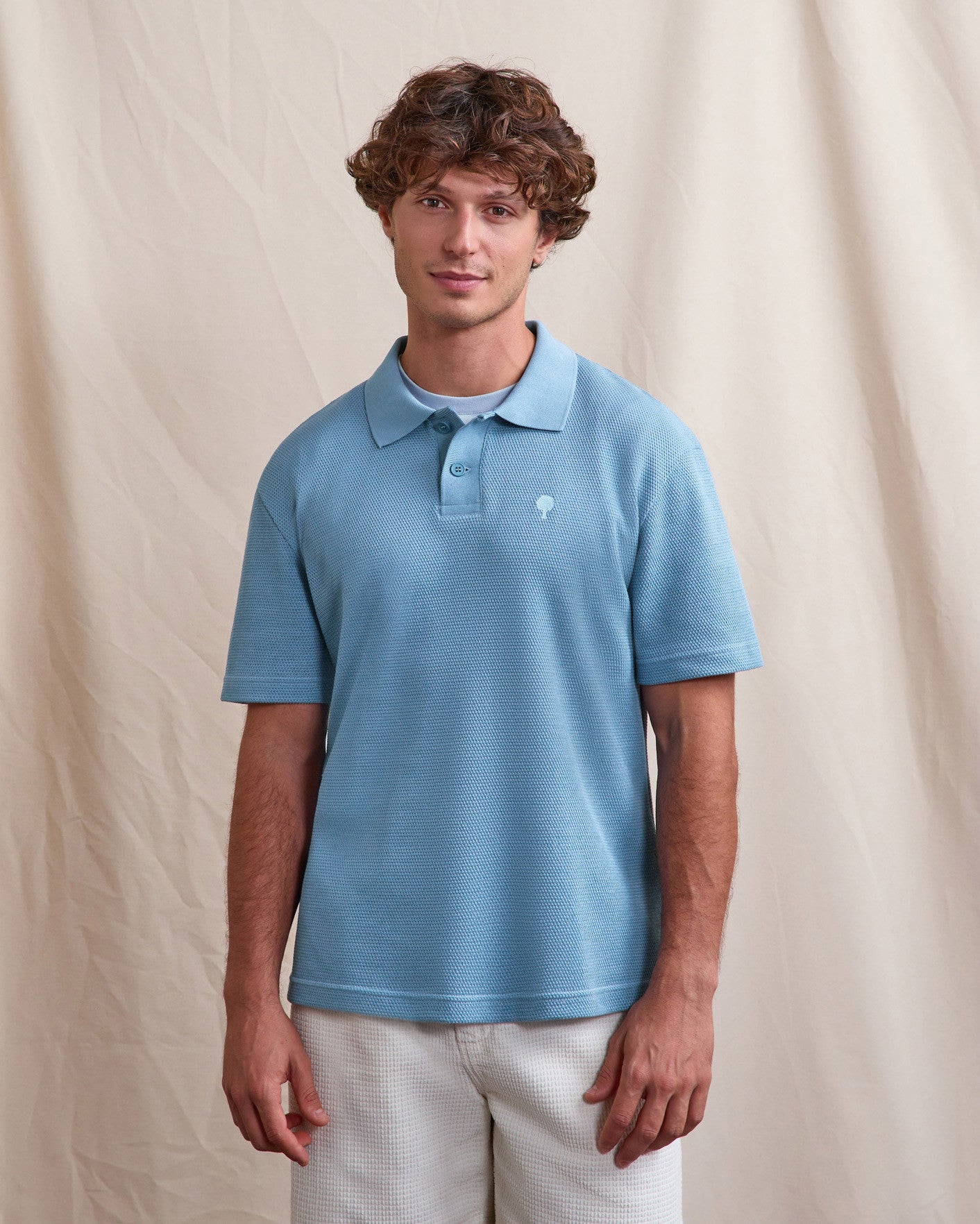Polo ss Montge Knit Beach blue
