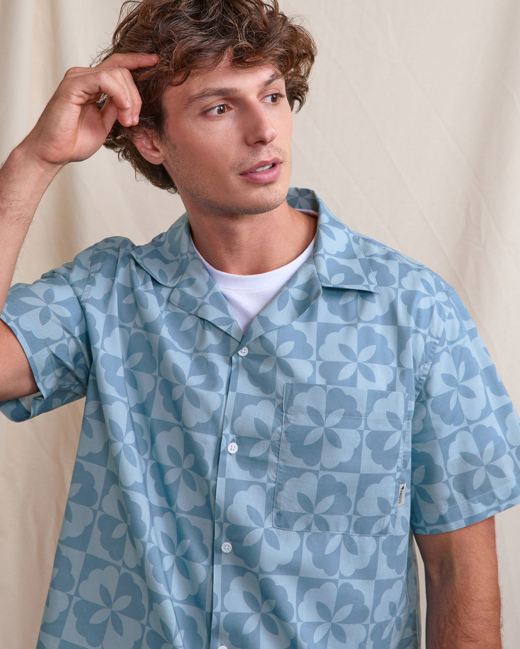 Short-sleeve shirt Paiolive Woven Beach blue

