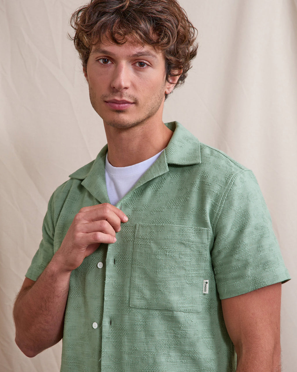 Short-sleeve shirt Paiolive Woven Green
