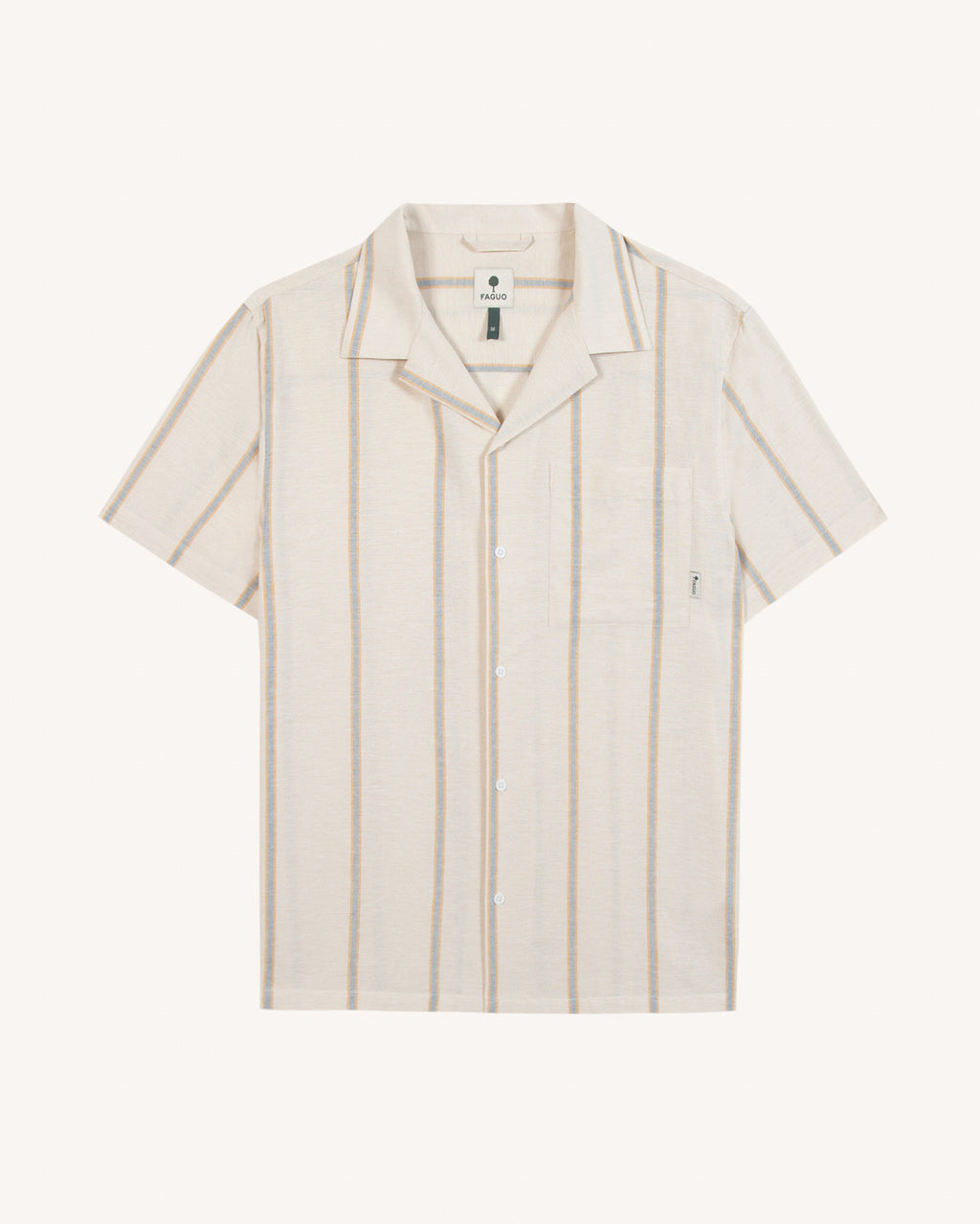 Short-sleeve shirt Paiolive Chaine et trame Ecru/blue

