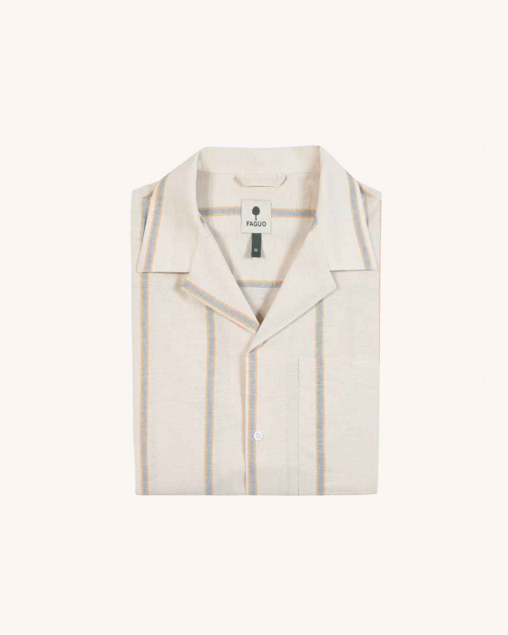 Short-sleeve shirt Paiolive Chaine et trame Ecru/blue
