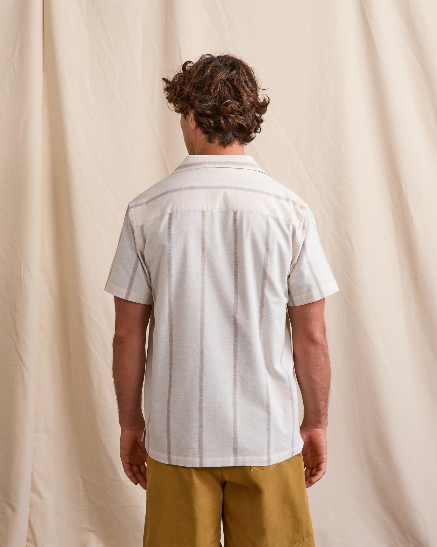 Short-sleeve shirt Paiolive Chaine et trame Ecru/blue

