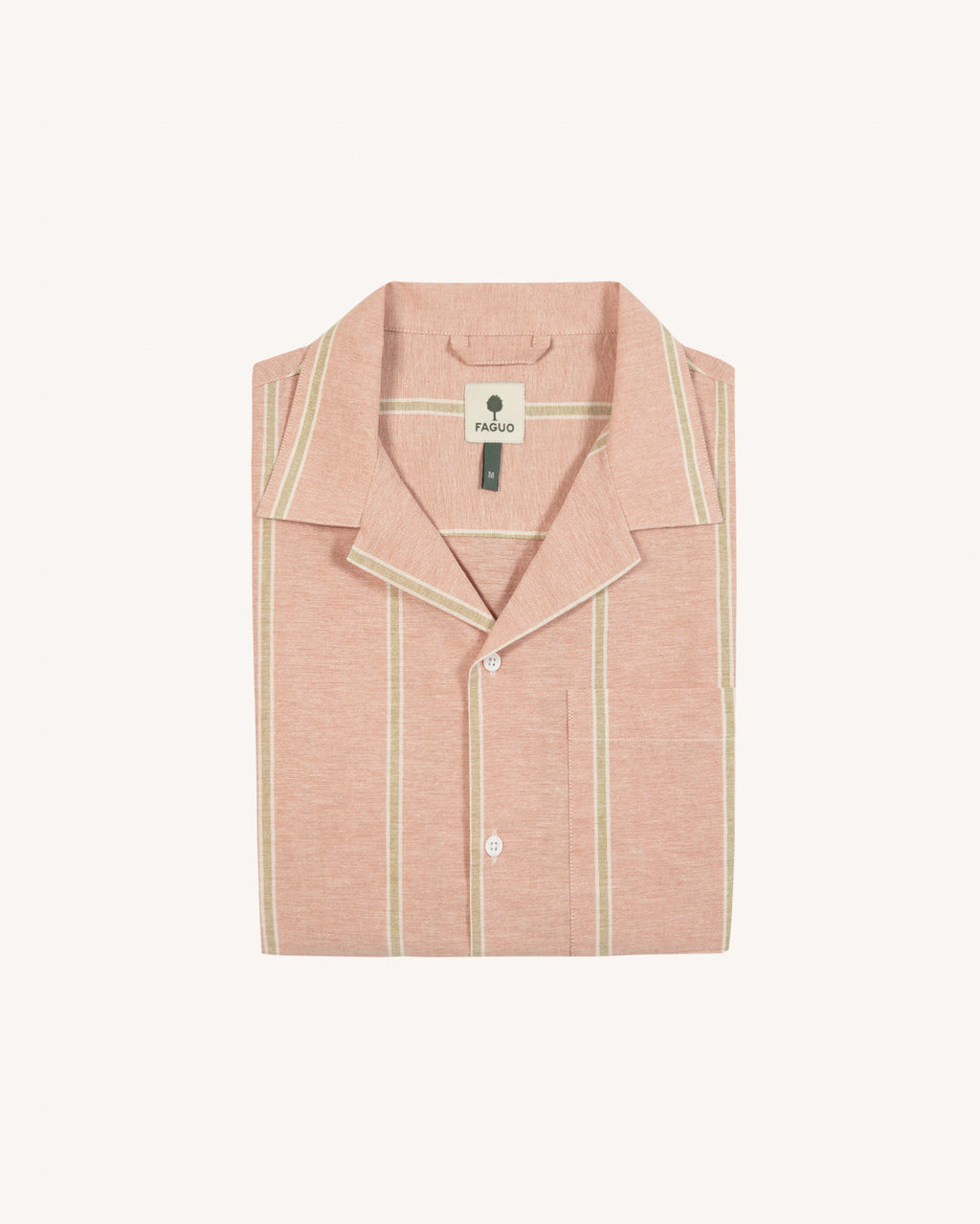 Short-sleeve shirt Paiolive Chaine et trame Brick/ecru
