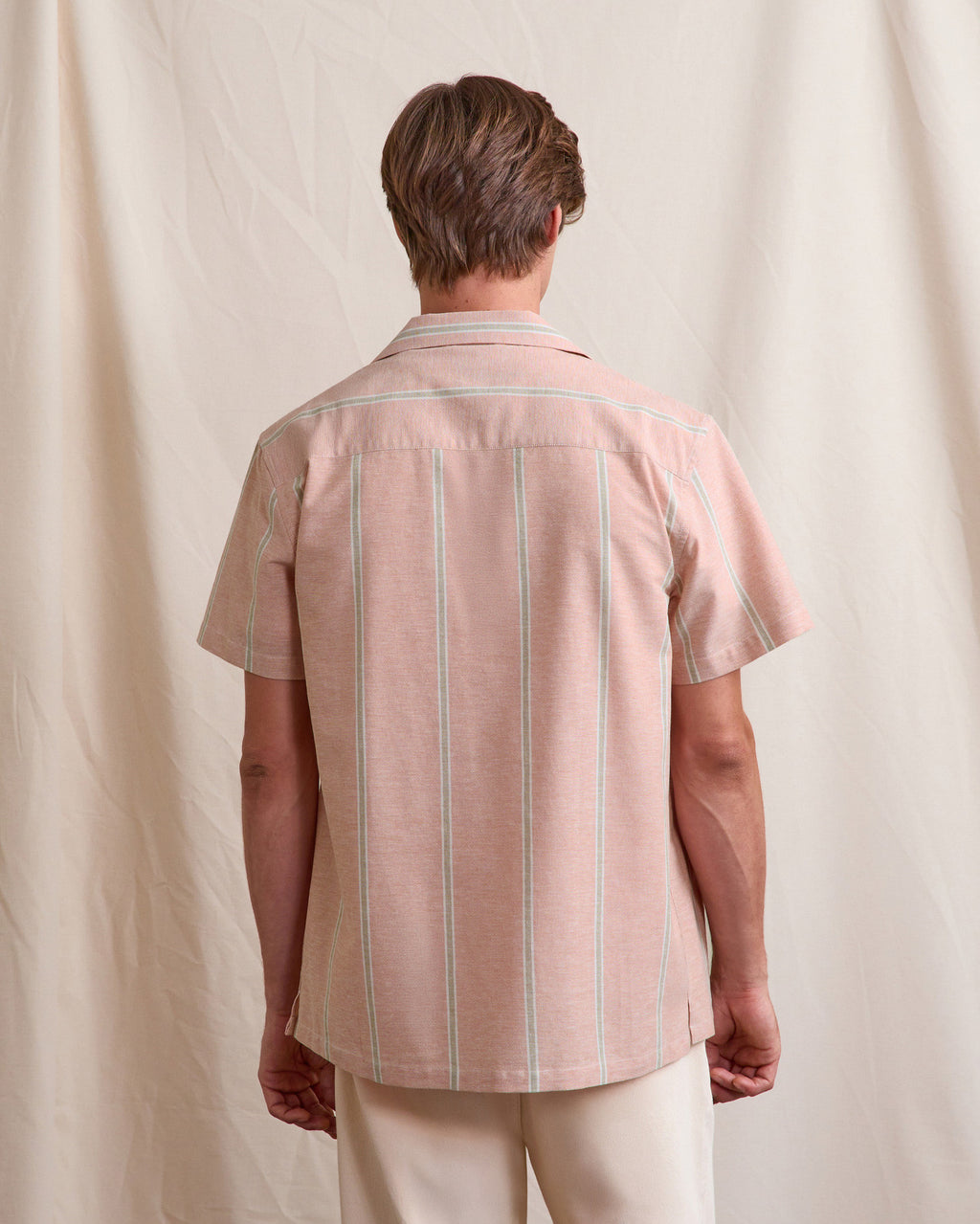 Short-sleeve shirt Paiolive Chaine et trame Brick/ecru
