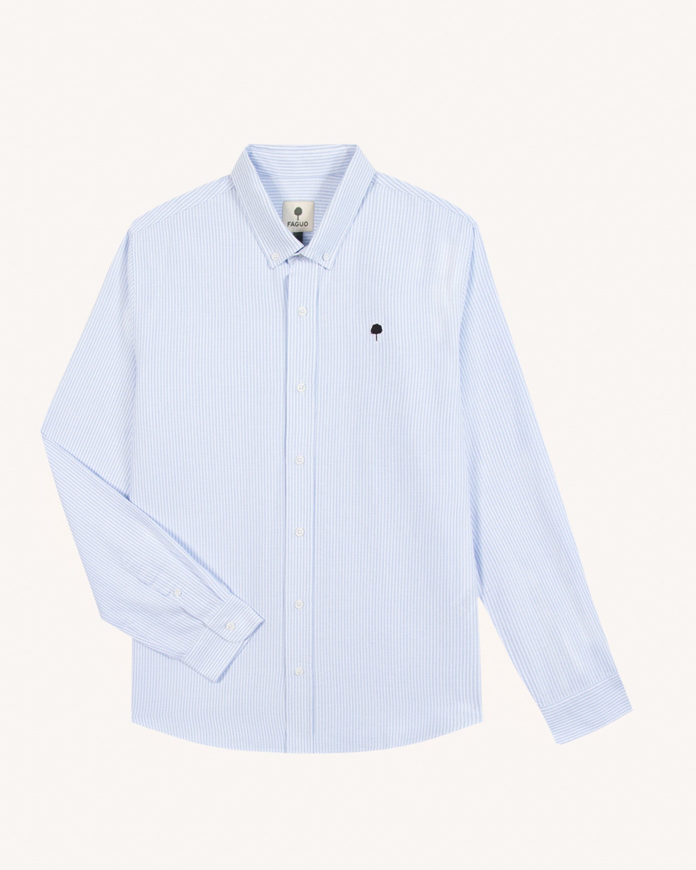 Chemise ml Ivoy Chaine et trame Off-white/blue
