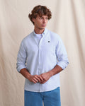 Chemise ml Ivoy Chaine et trame Off-white/blue
