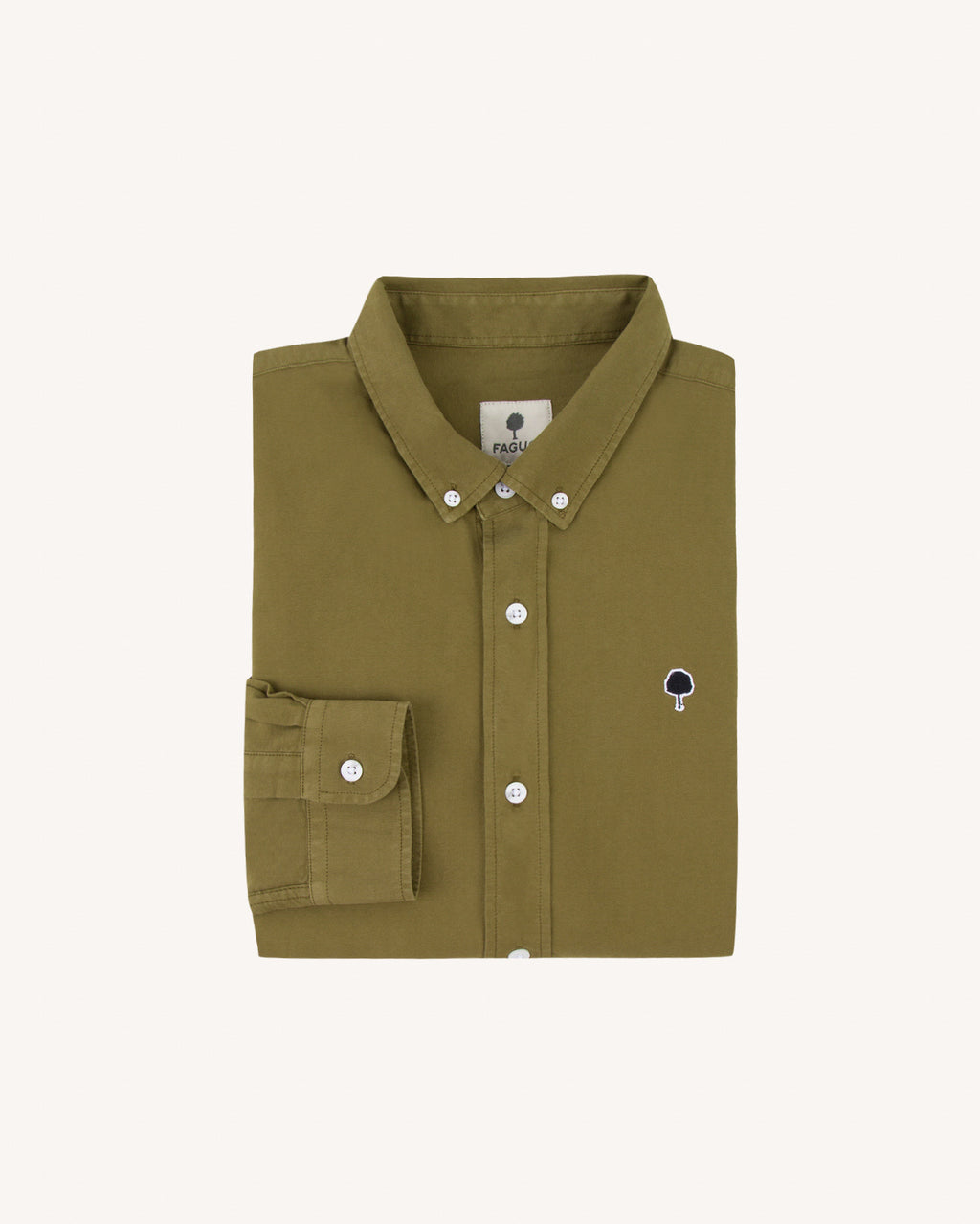 Chemise ml Ivoy Chaine et trame Warm kaki
