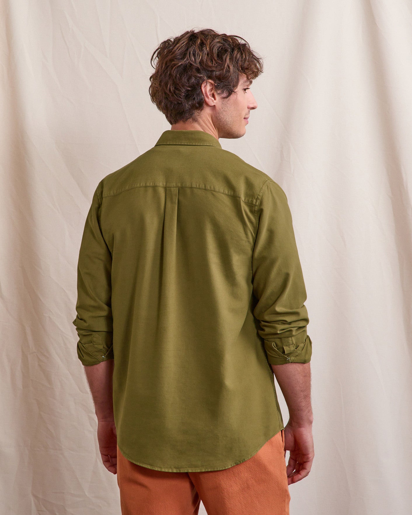Chemise ml Ivoy Chaine et trame Warm kaki
