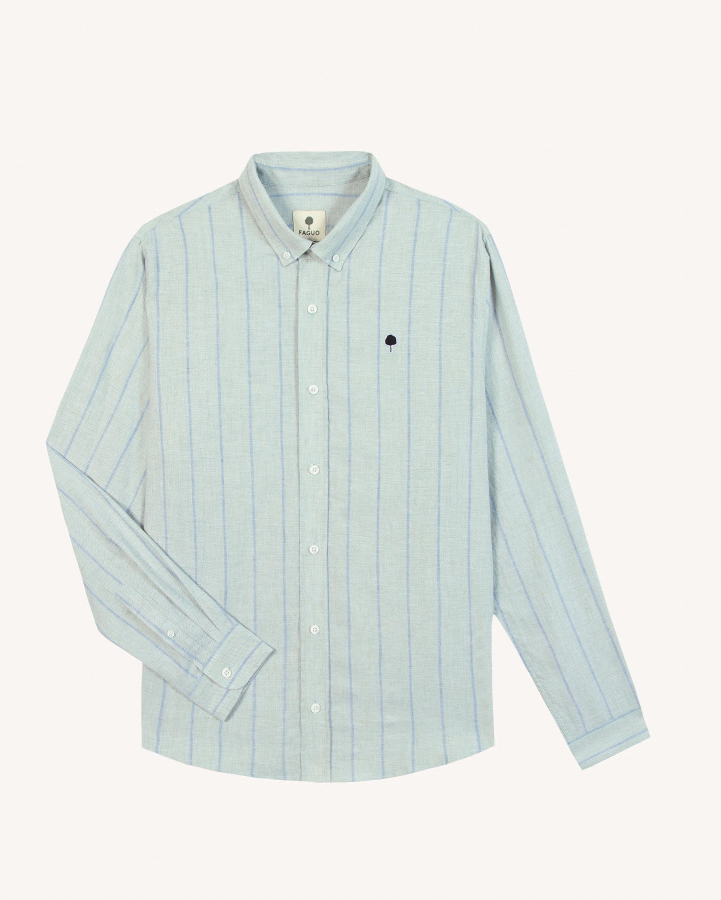 Chemise ml Ivoy Chaine et trame Lichen/navy
