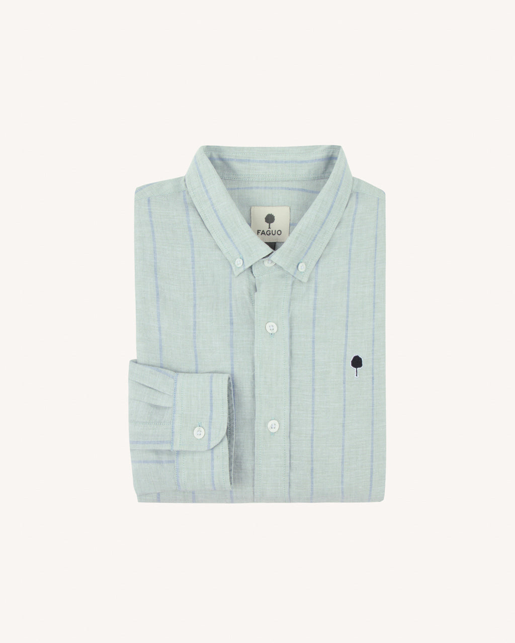 Chemise ml Ivoy Chaine et trame Lichen/navy
